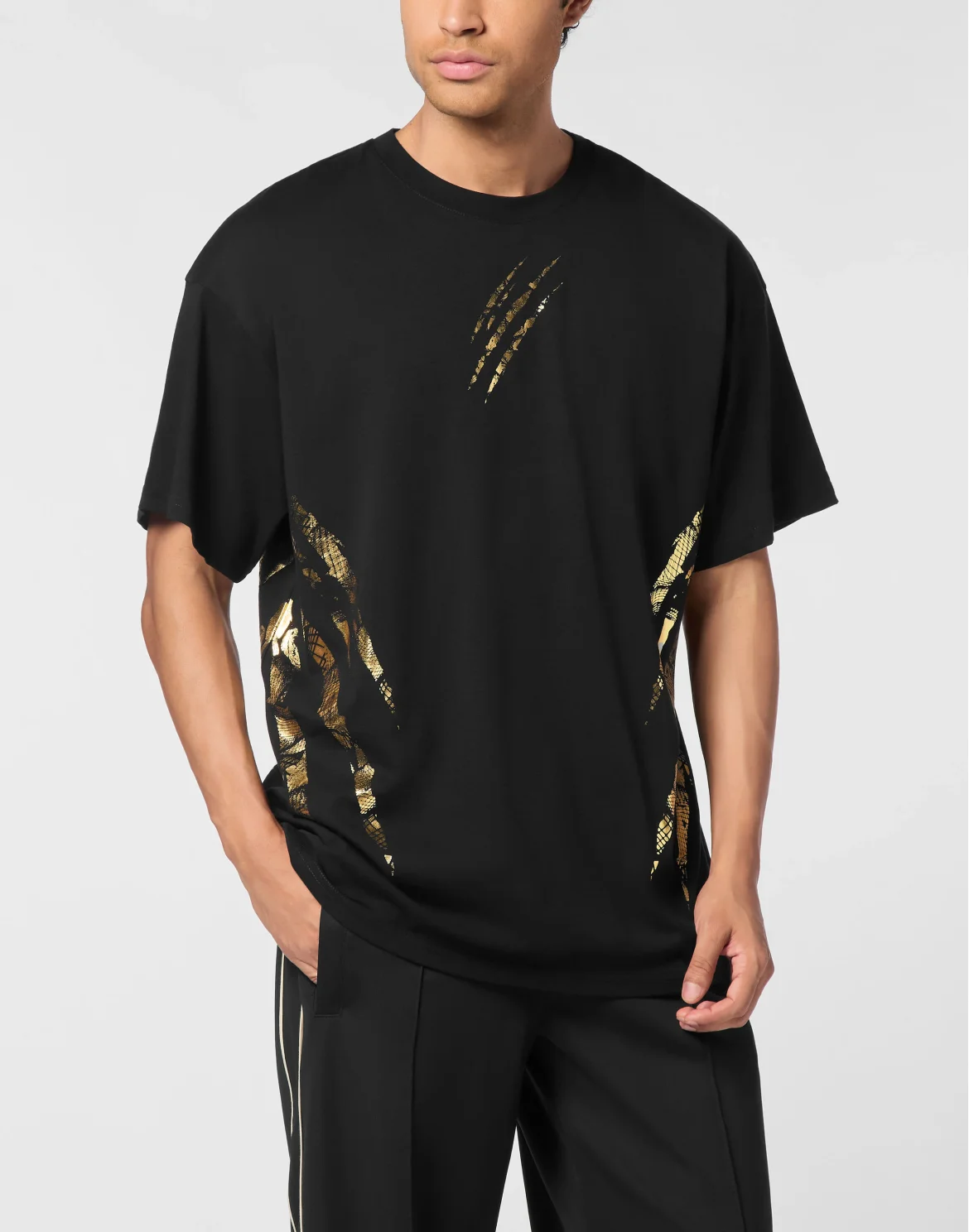 Cotton Round Neck T-Shirt Body Lines, цвет: Золотой