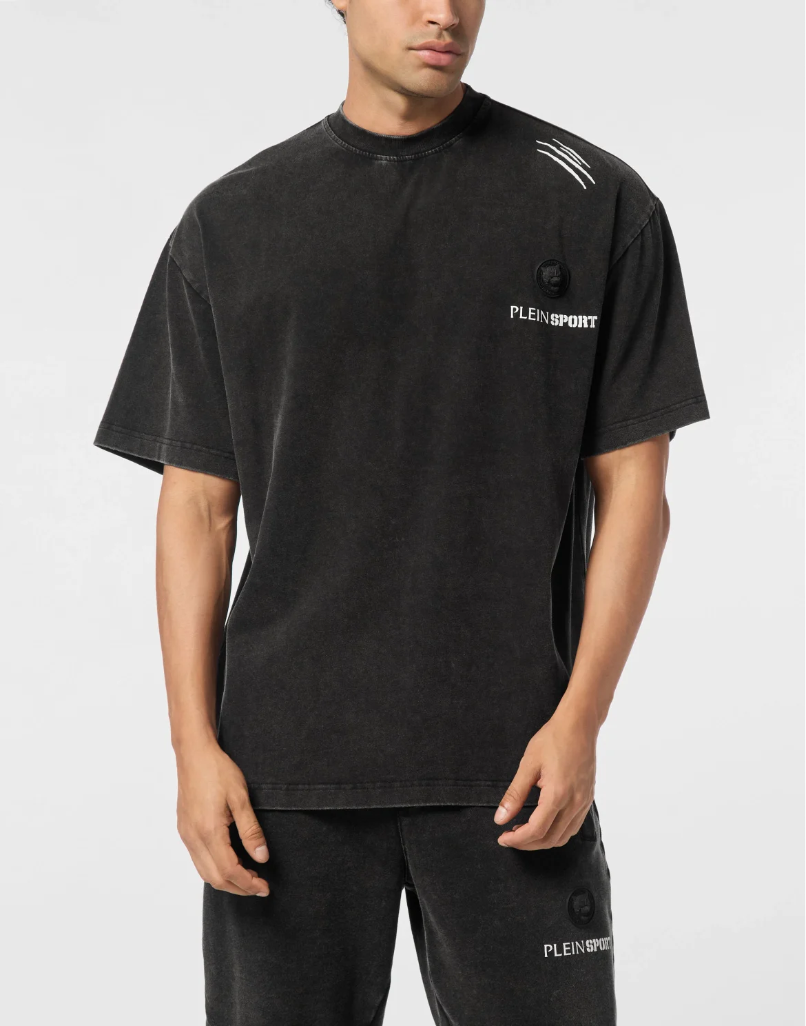 Cotton Round Neck T-Shirt Cold Dye, цвет: Черный
