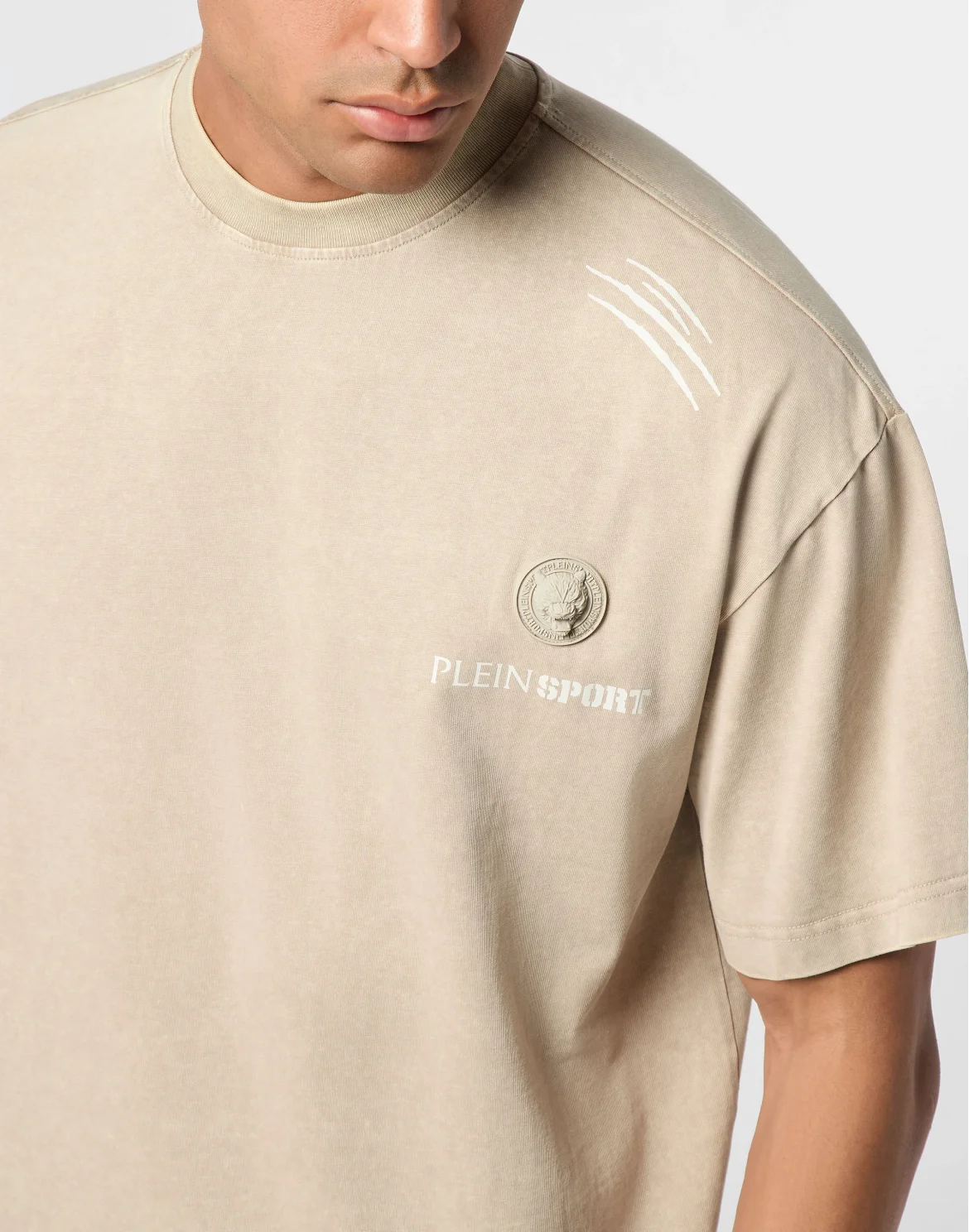 Cotton Round Neck T-Shirt Cold Dye, цвет: Бежевый