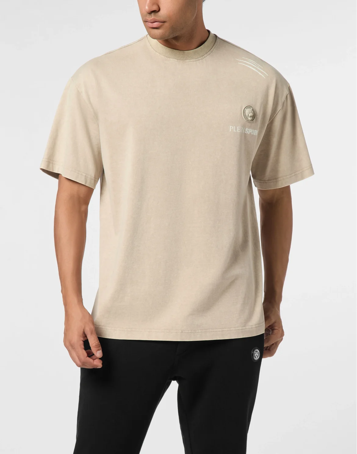 Cotton Round Neck T-Shirt Cold Dye, цвет: Бежевый