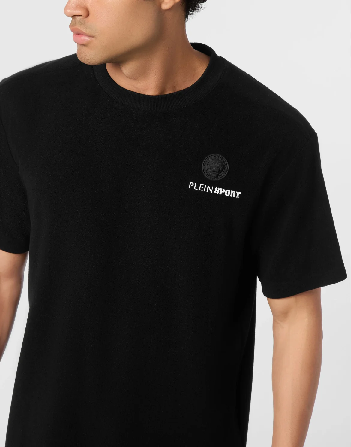 Sponge Cotton Round Neck T-Shirt, цвет: Черный