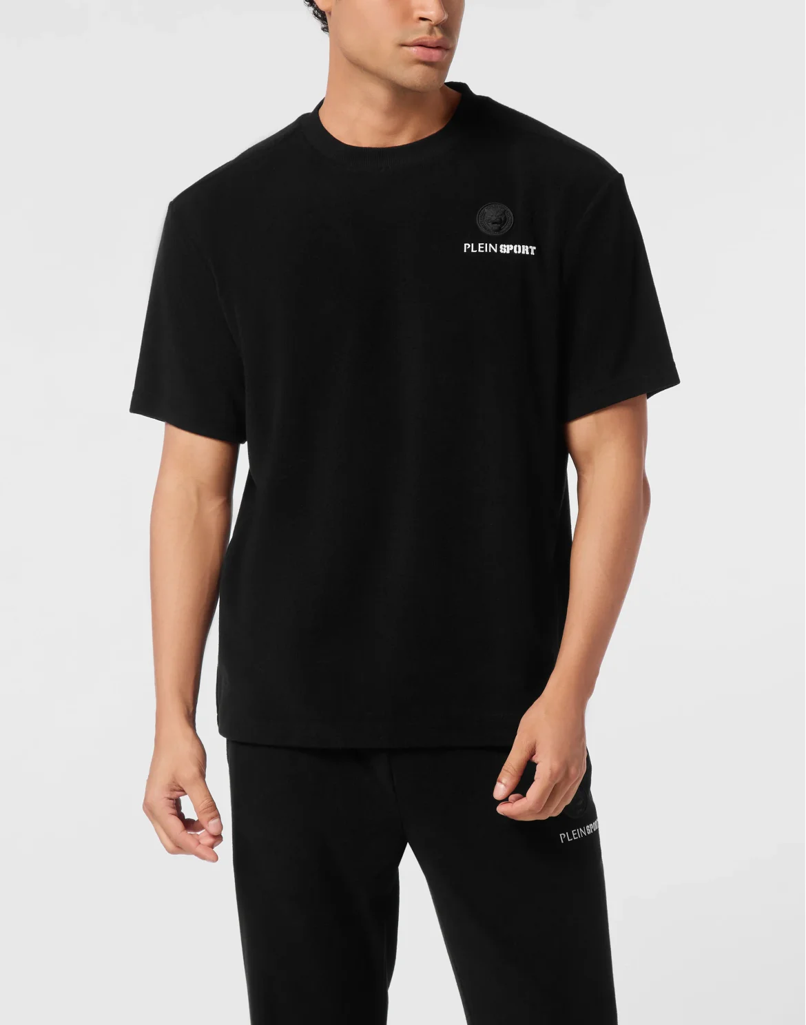 Sponge Cotton Round Neck T-Shirt, цвет: Черный