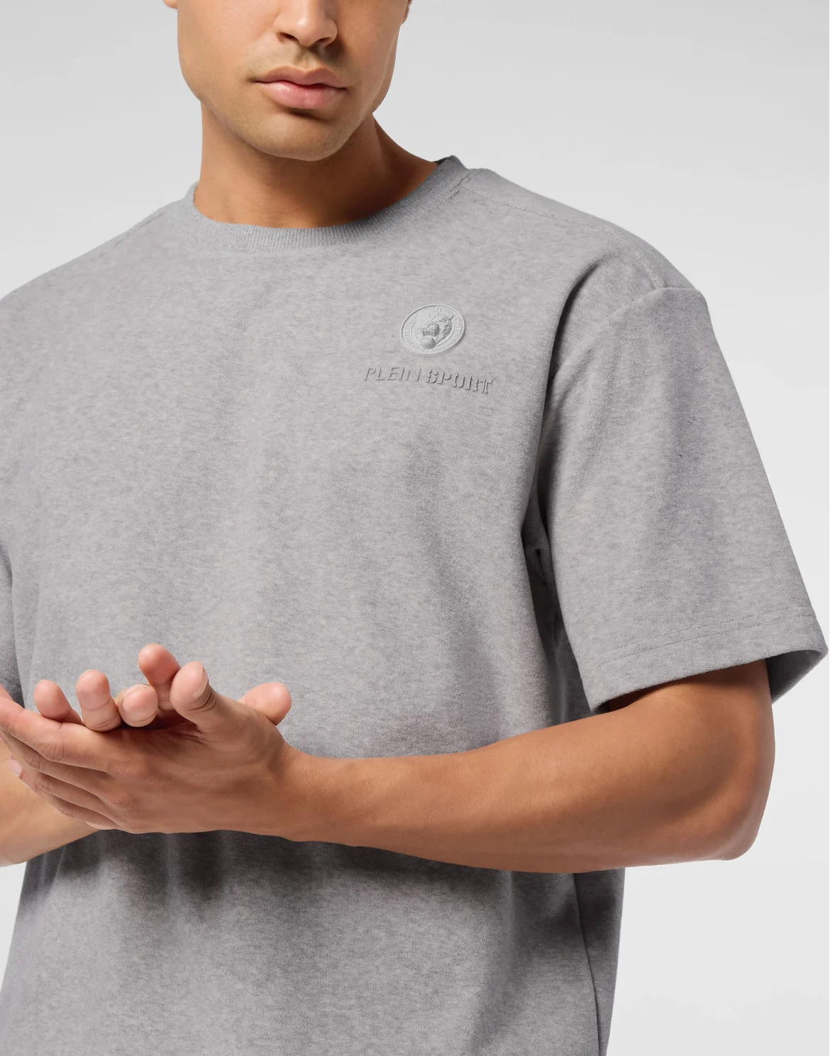 Sponge Cotton Round Neck T-Shirt, цвет: Серый