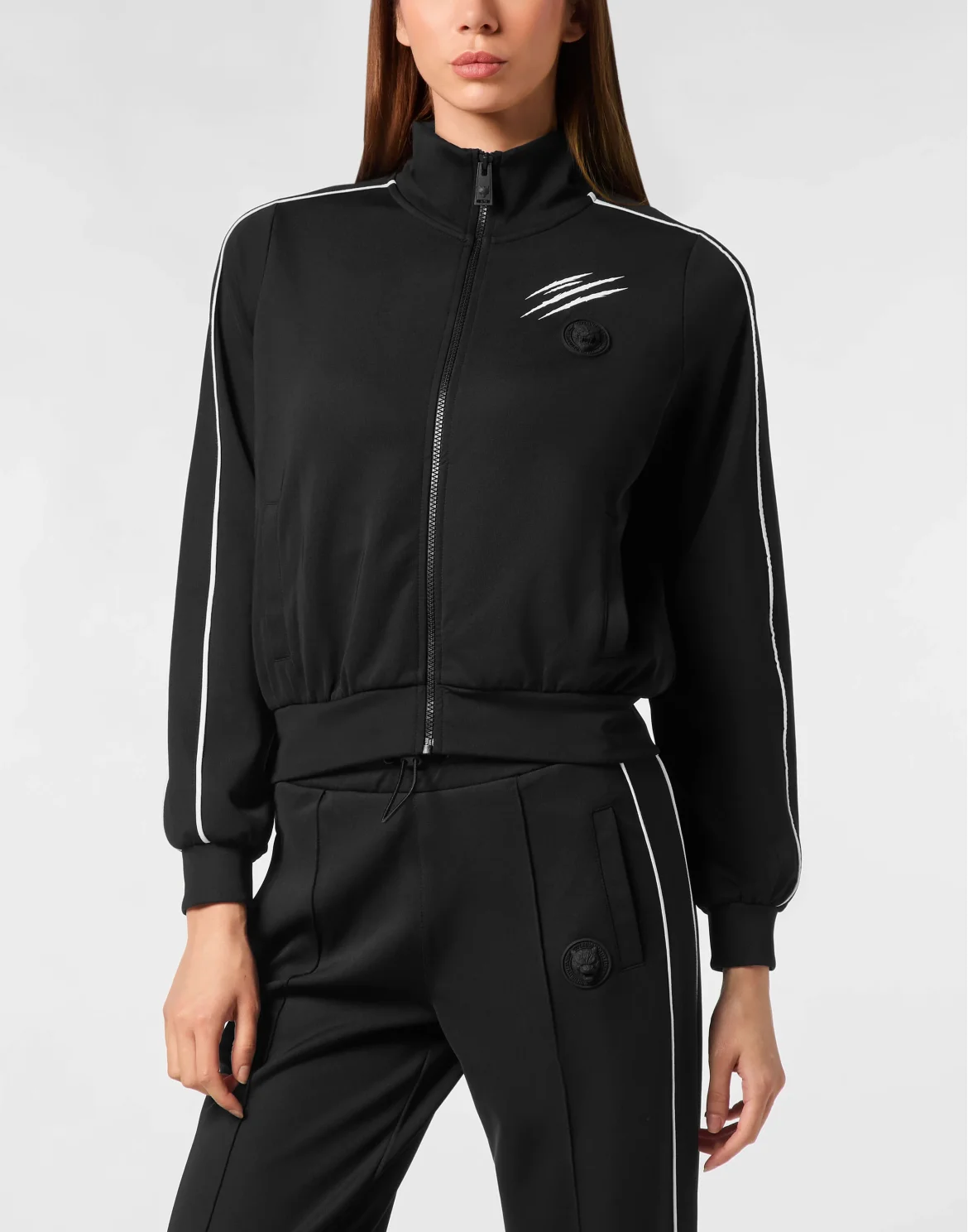 Cropped Tracksuit Jacket, цвет: Черный