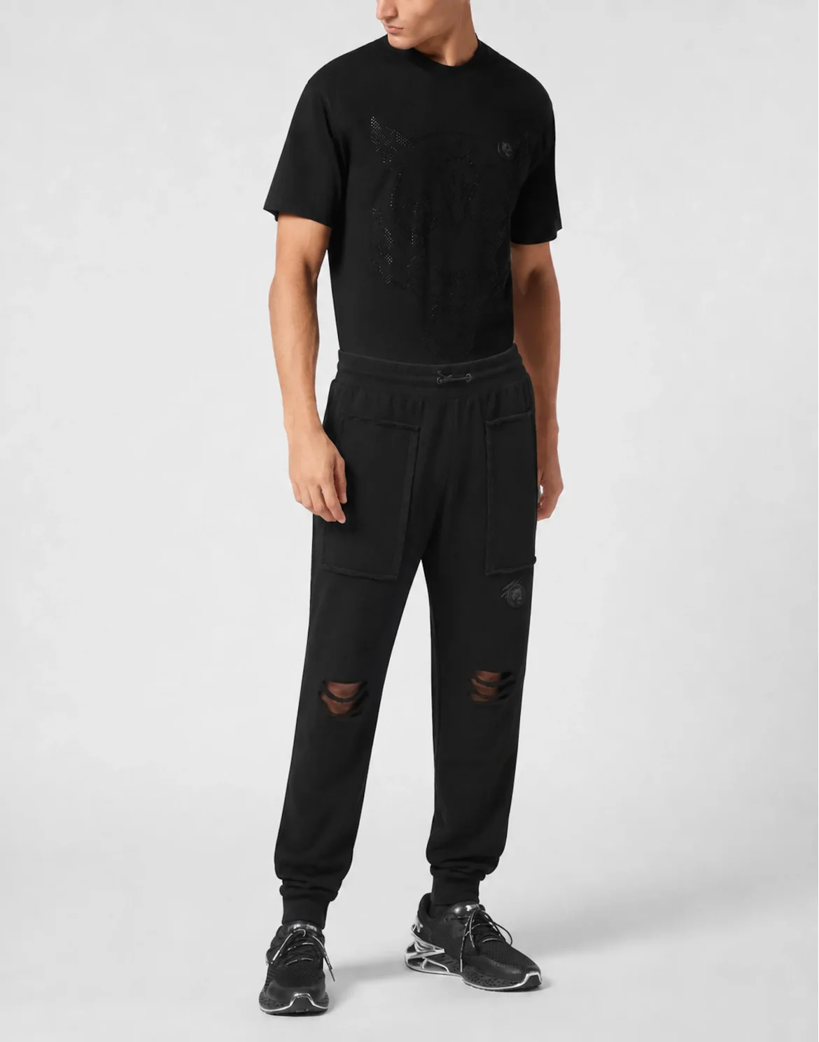 Destroyed Jogging Pants Raw Edge, цвет: Черный