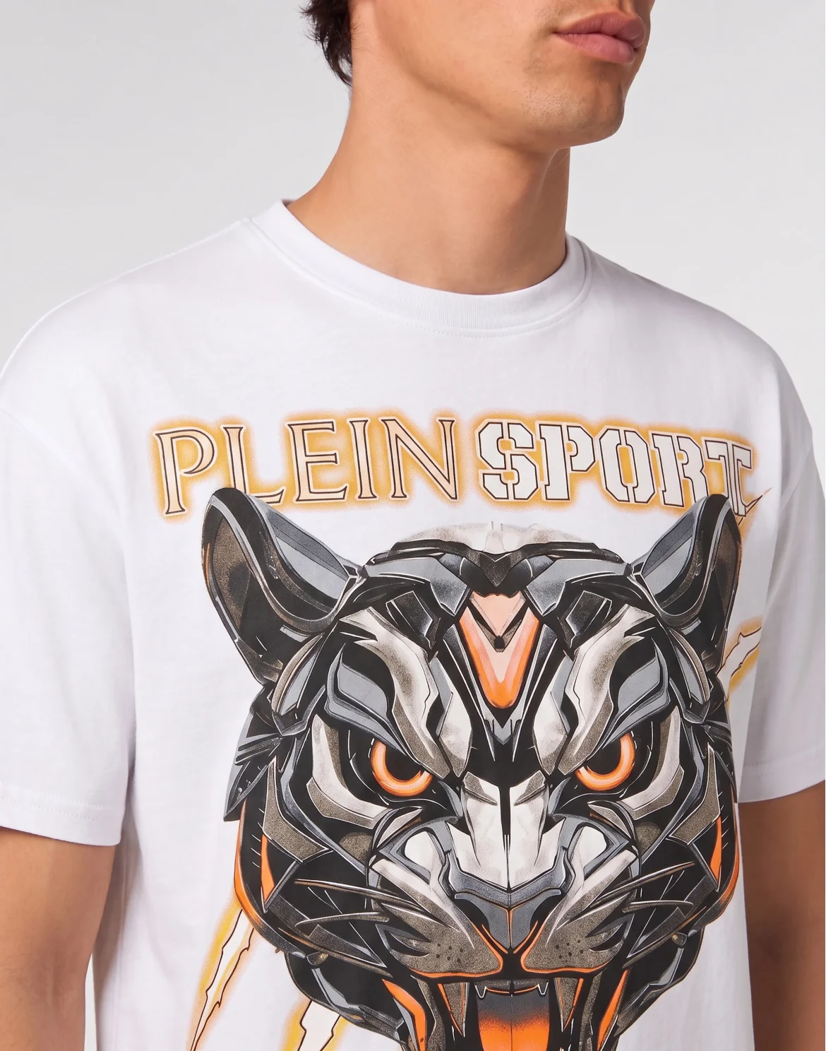 Round Neck T-Shirt Fluo Tiger, цвет: Белый