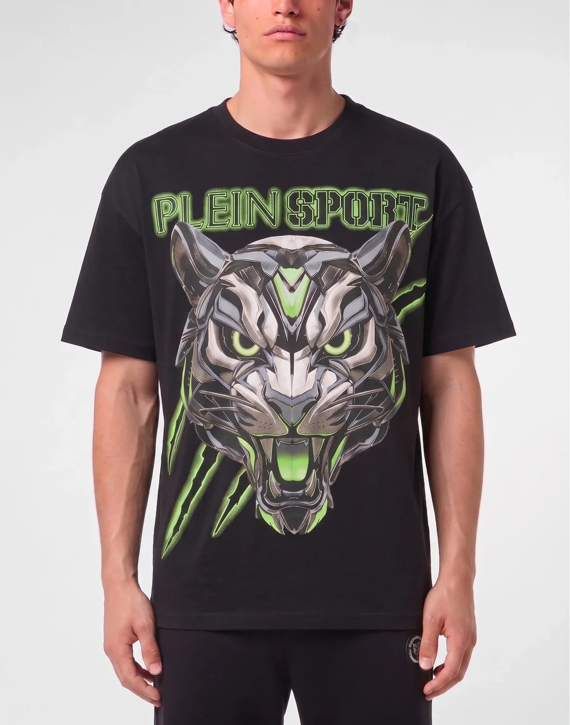 Round Neck T-Shirt Fluo Tiger, цвет: Черный