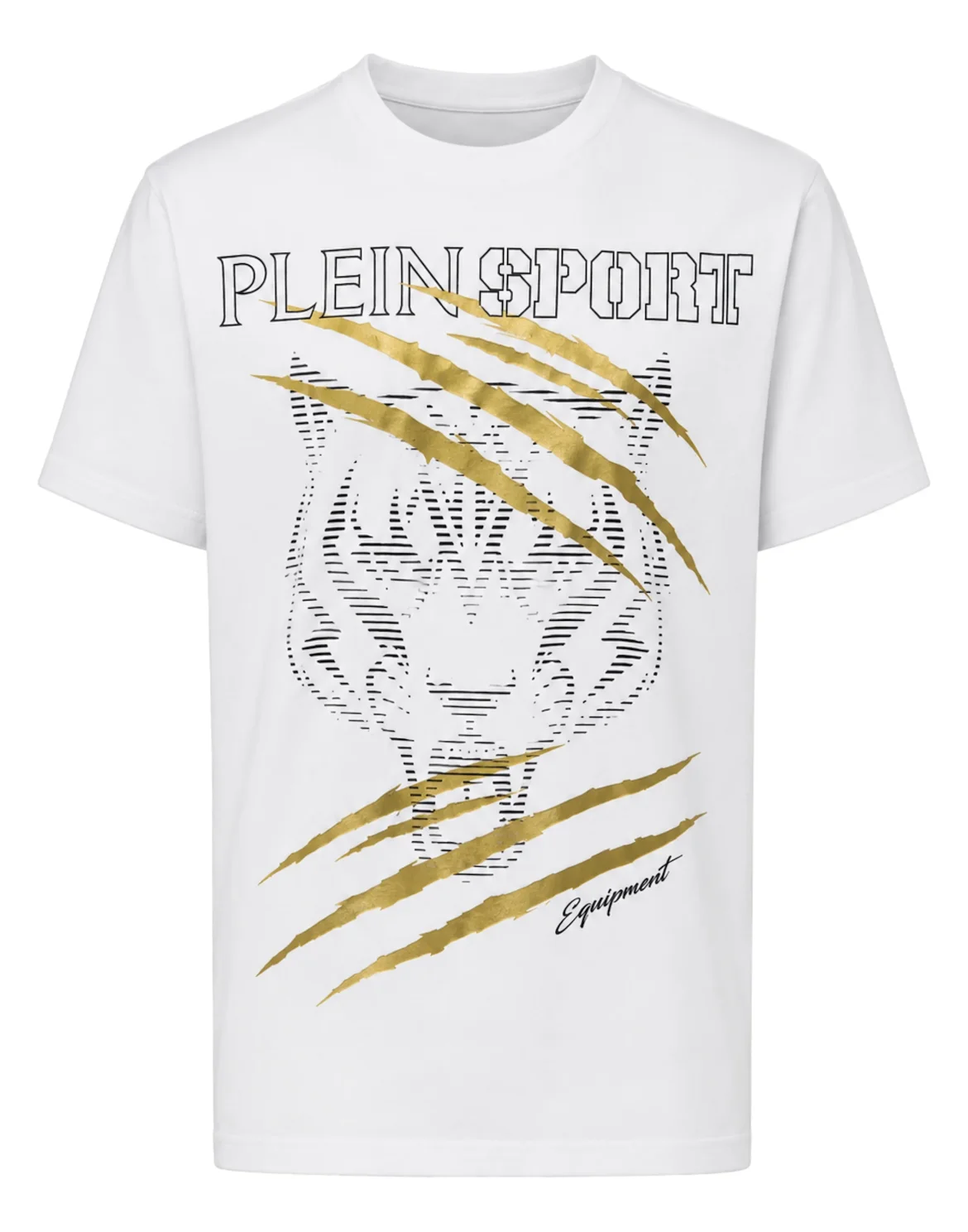 Round Neck T-Shirt Tiger Golden Scratch, цвет: Белый