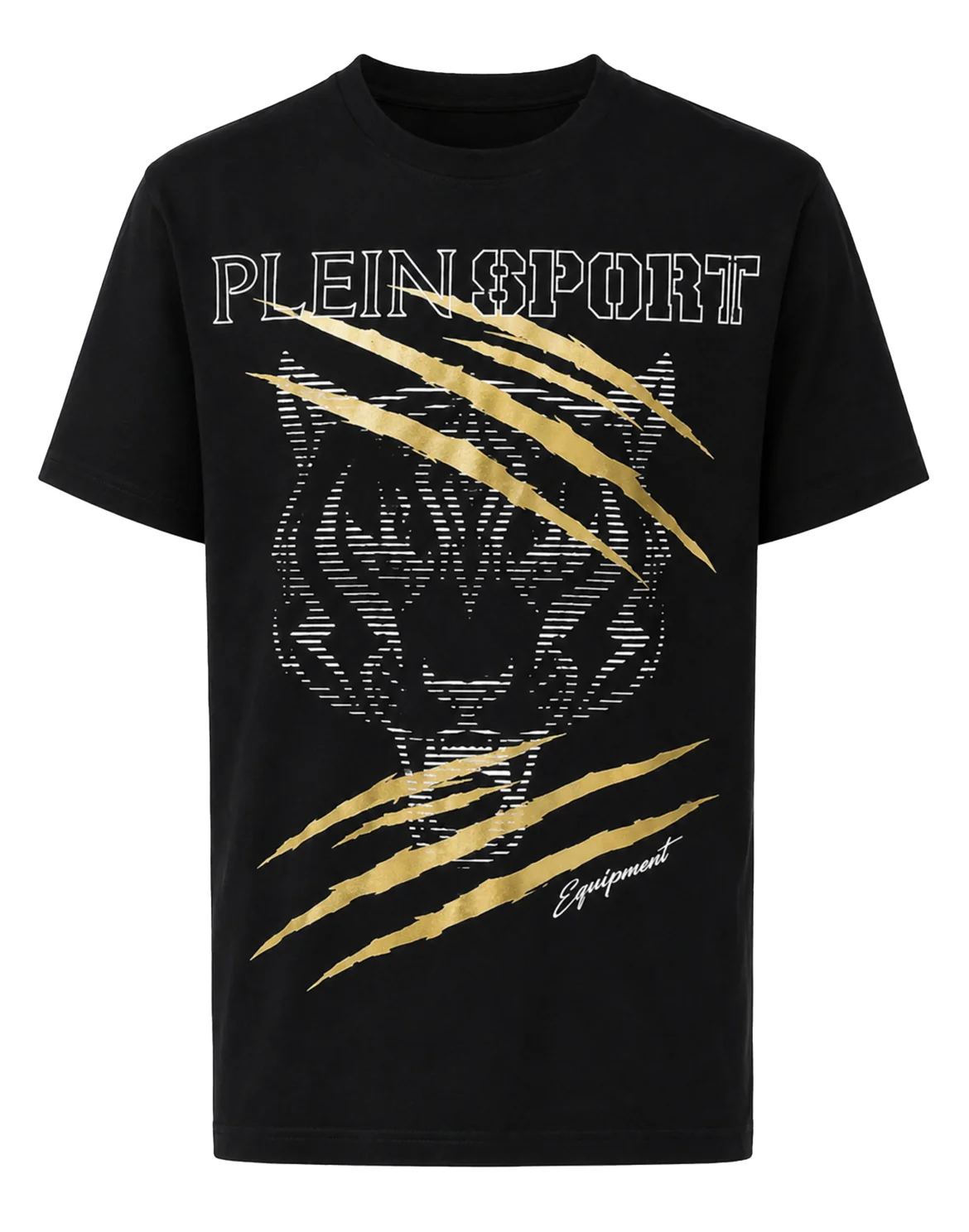 Round Neck T-Shirt Tiger Golden Scratch, цвет: Черный