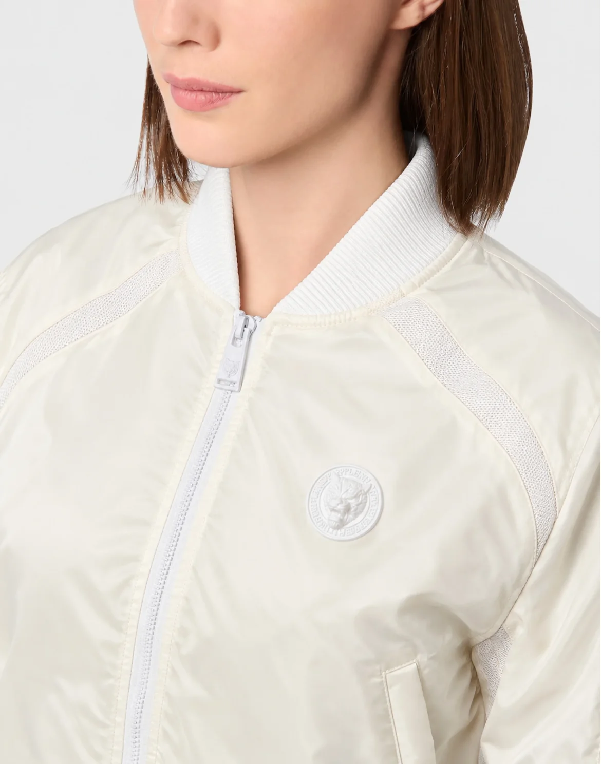 Shiny Nylon Bomber, цвет: Бежевый