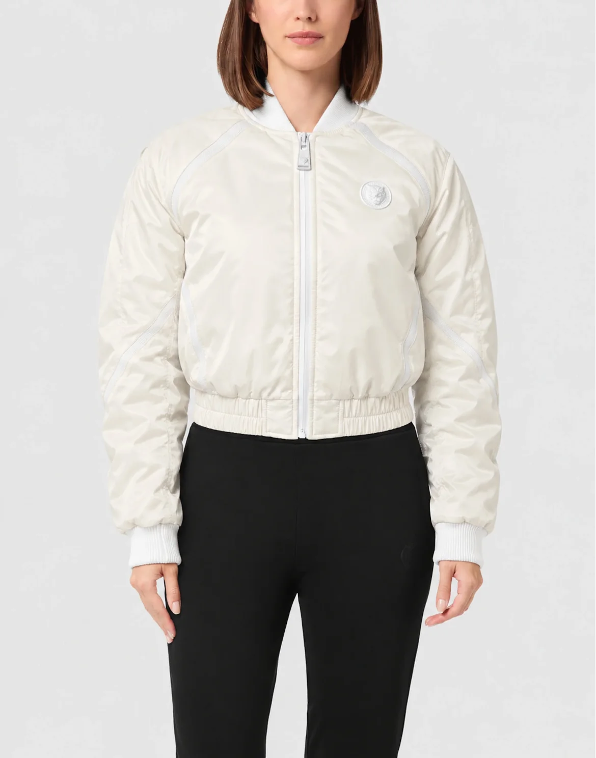Shiny Nylon Bomber, цвет: Бежевый