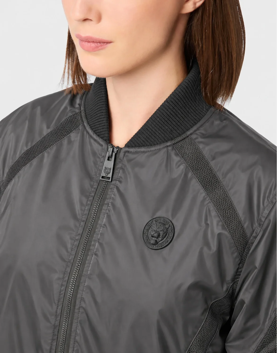 Shiny Nylon Bomber, цвет: Черный