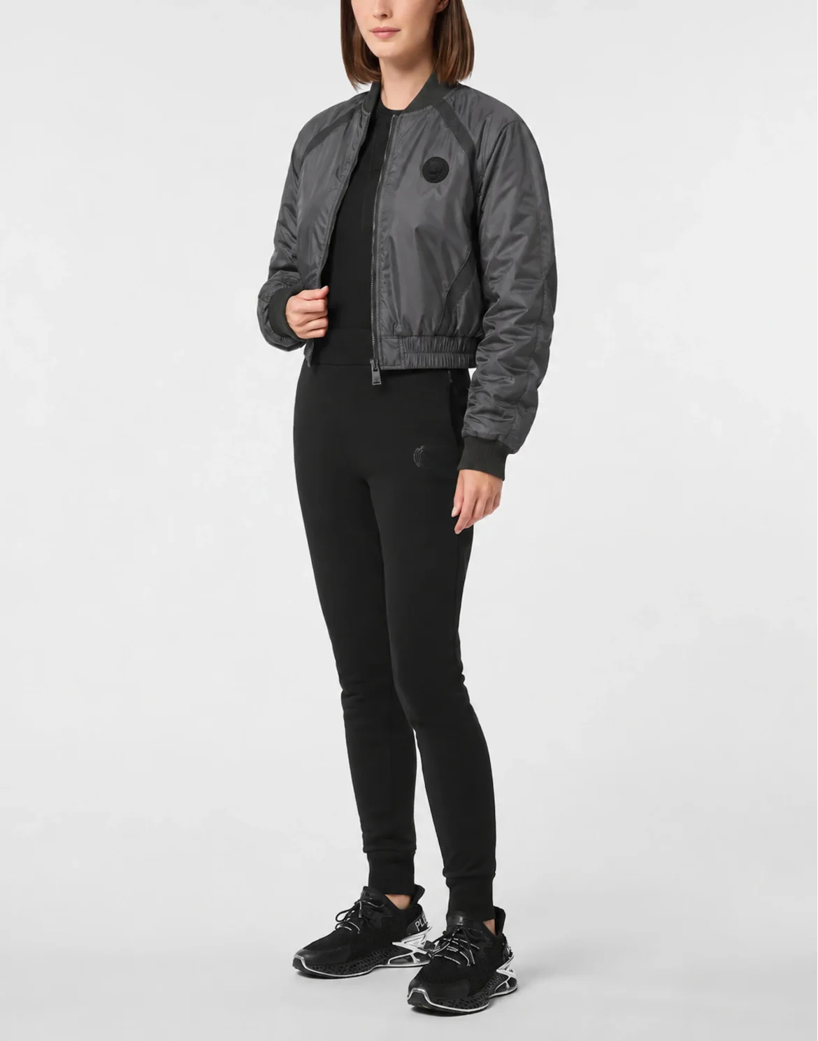 Shiny Nylon Bomber, цвет: Черный