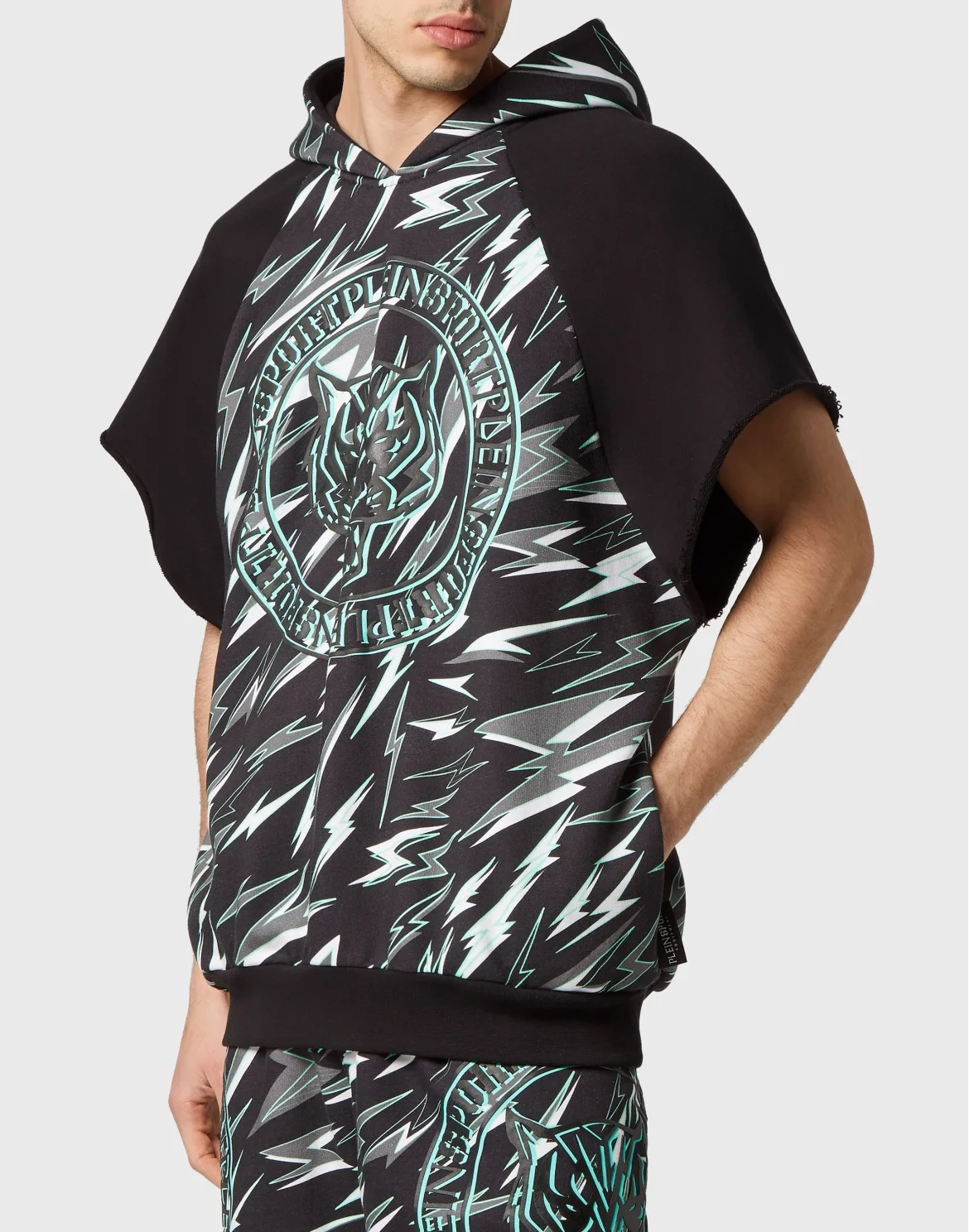 Sleeveless Hoodie Sweatshirt Tiger, цвет: Черный