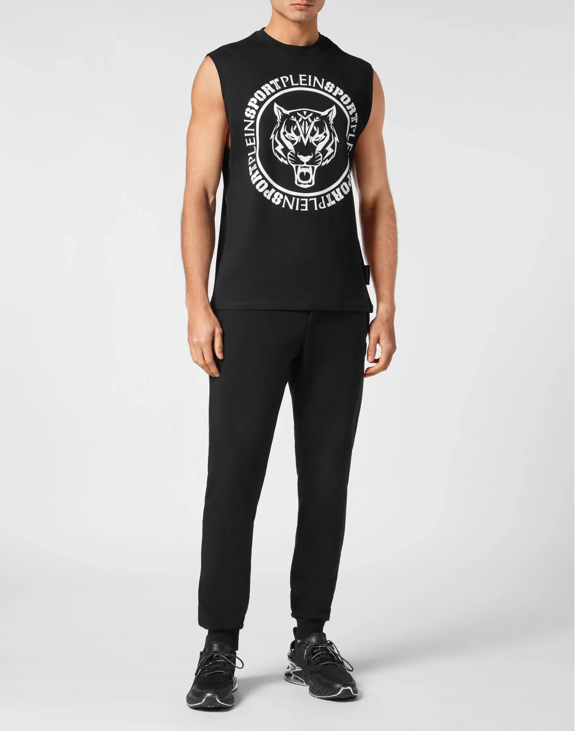 Sleeveless T-shirt Round Neck Carbon Tiger, цвет: Черный