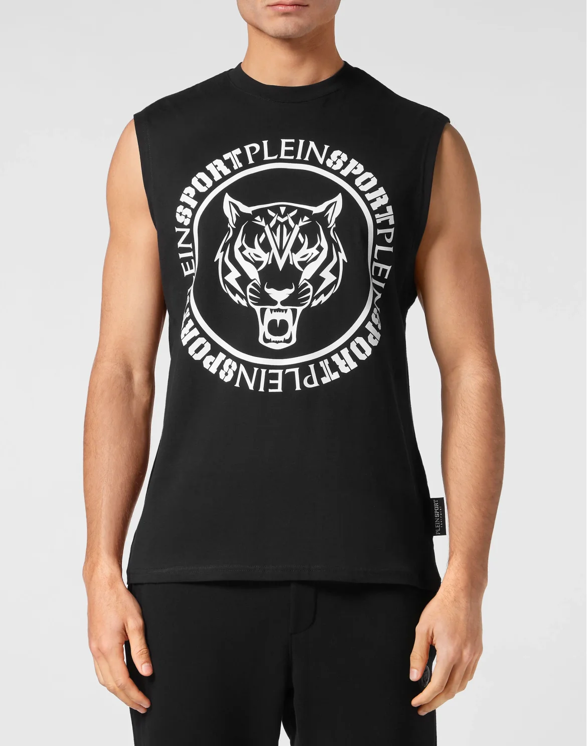 Sleeveless T-shirt Round Neck Carbon Tiger, цвет: Черный
