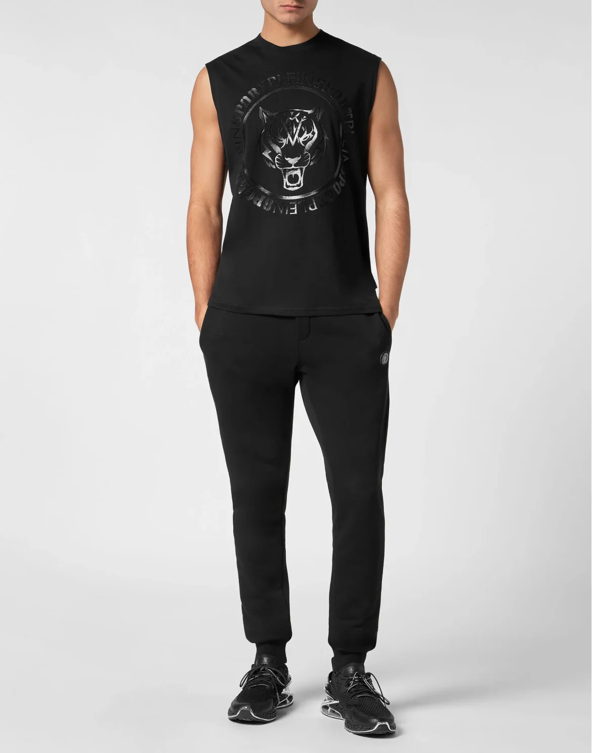 Sleeveless T-shirt Round Neck Carbon Tiger, цвет: Черный