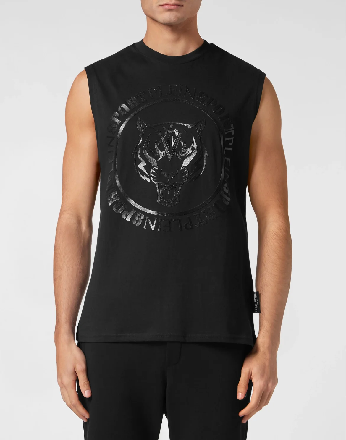 Sleeveless T-shirt Round Neck Carbon Tiger, цвет: Черный
