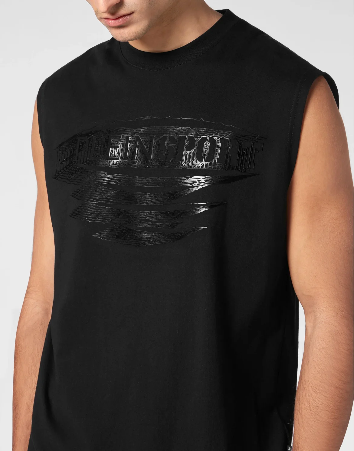 Sleeveless T-shirt Round Neck, цвет: Черный