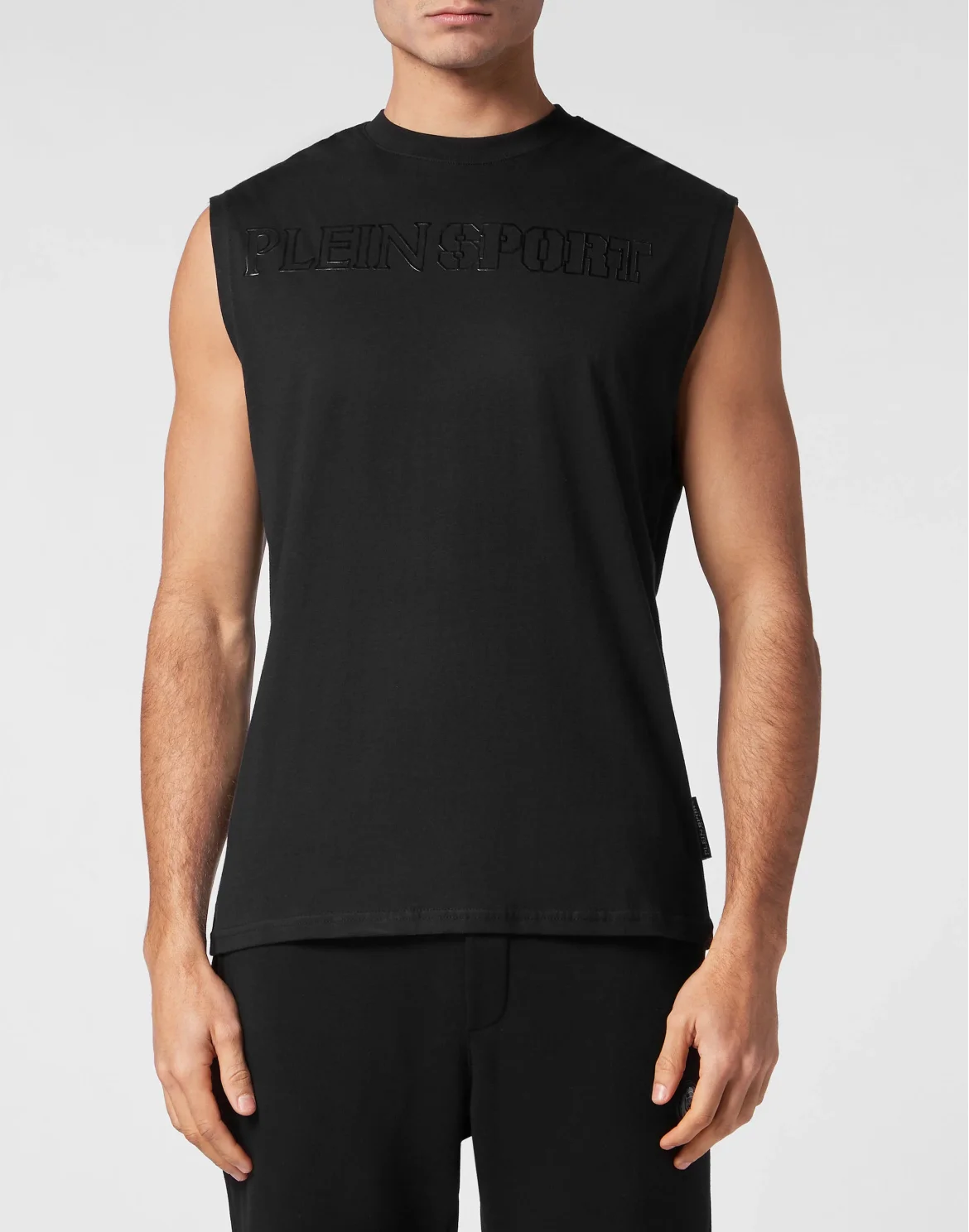 Sleeveless T-shirt Round Neck, цвет: Черный