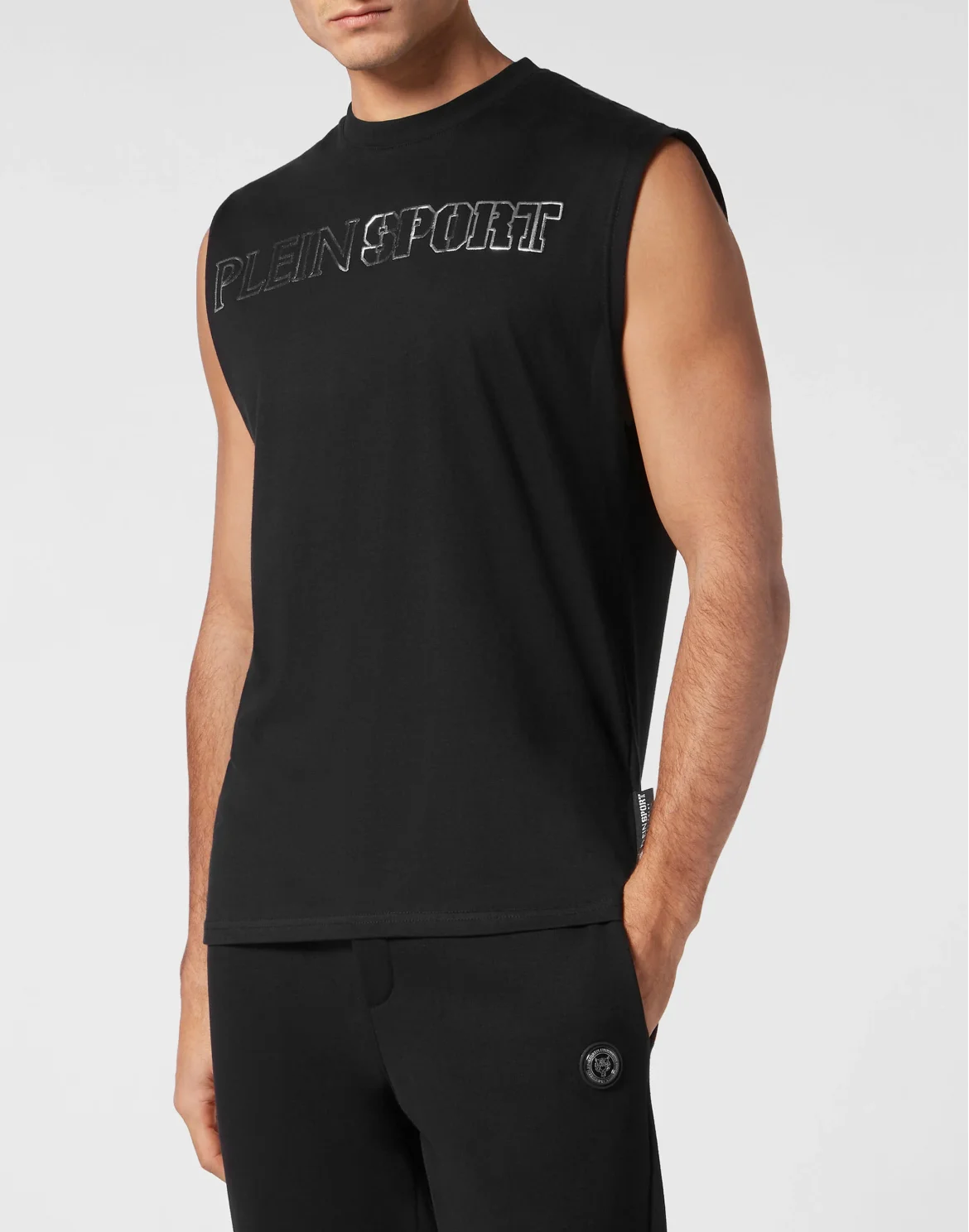 Sleeveless T-shirt Round Neck, цвет: Черный