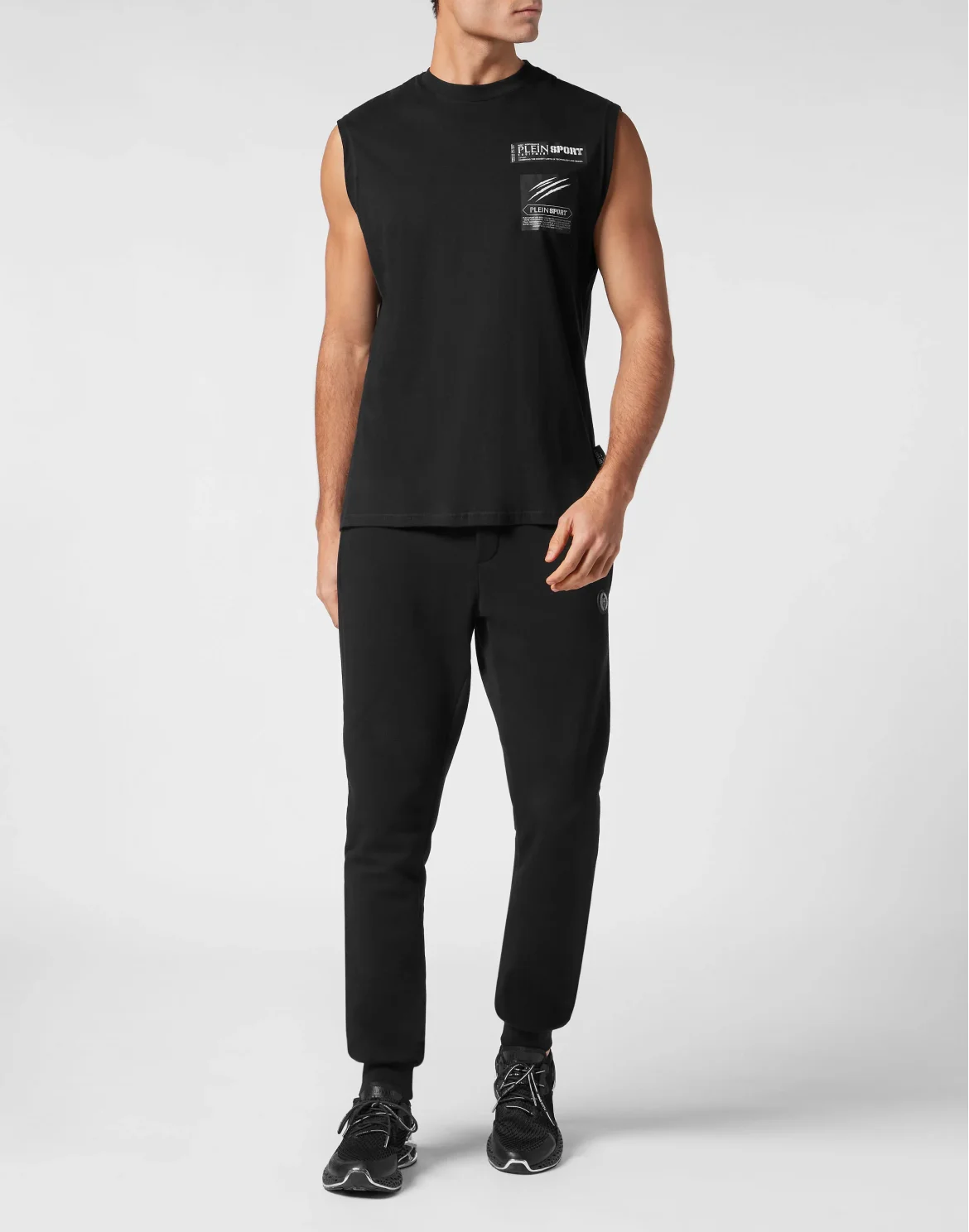 Sleeveless T-shirt Round Neck Scratch, цвет: Черный