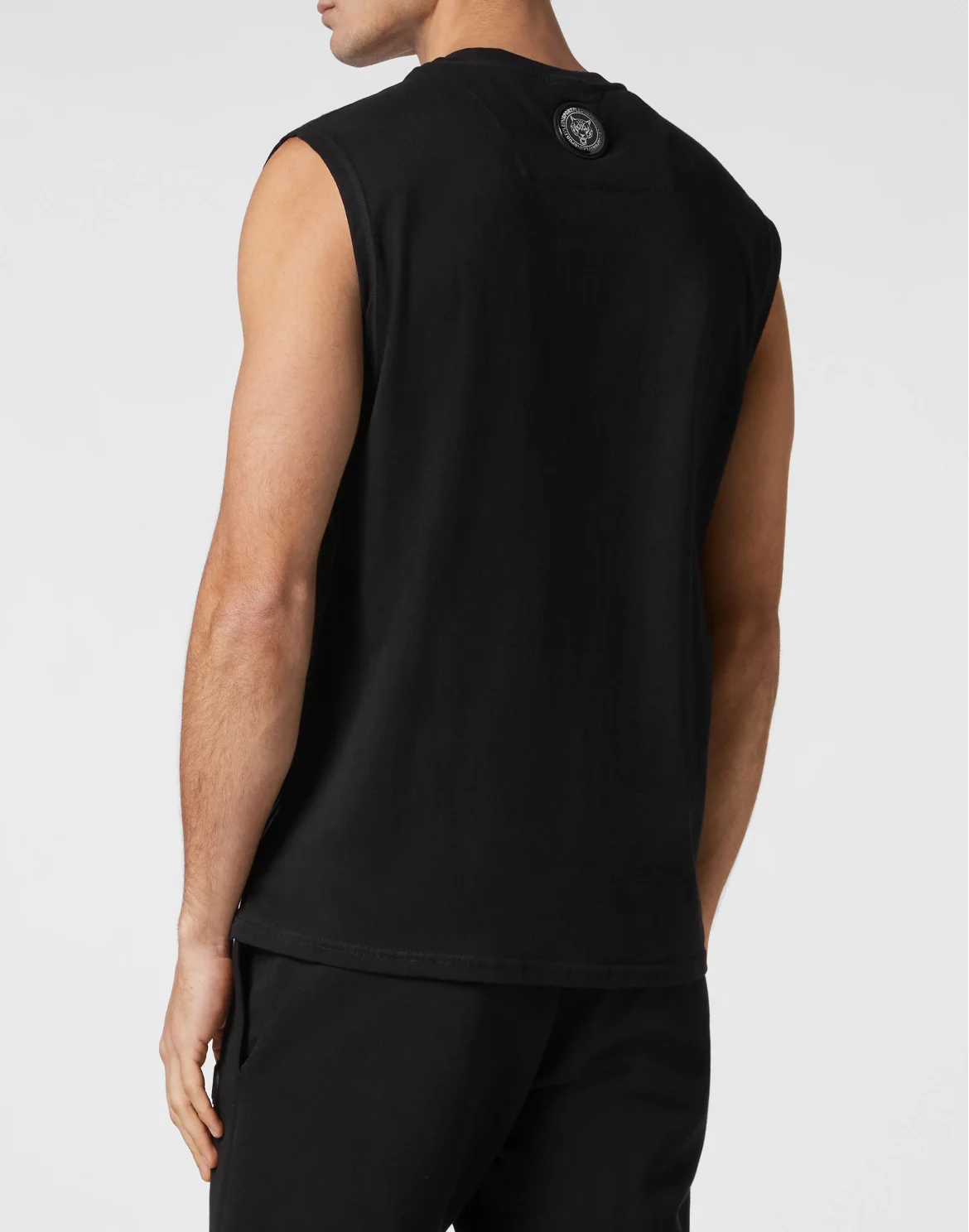 Sleeveless T-shirt Round Neck Scratch, цвет: Черный