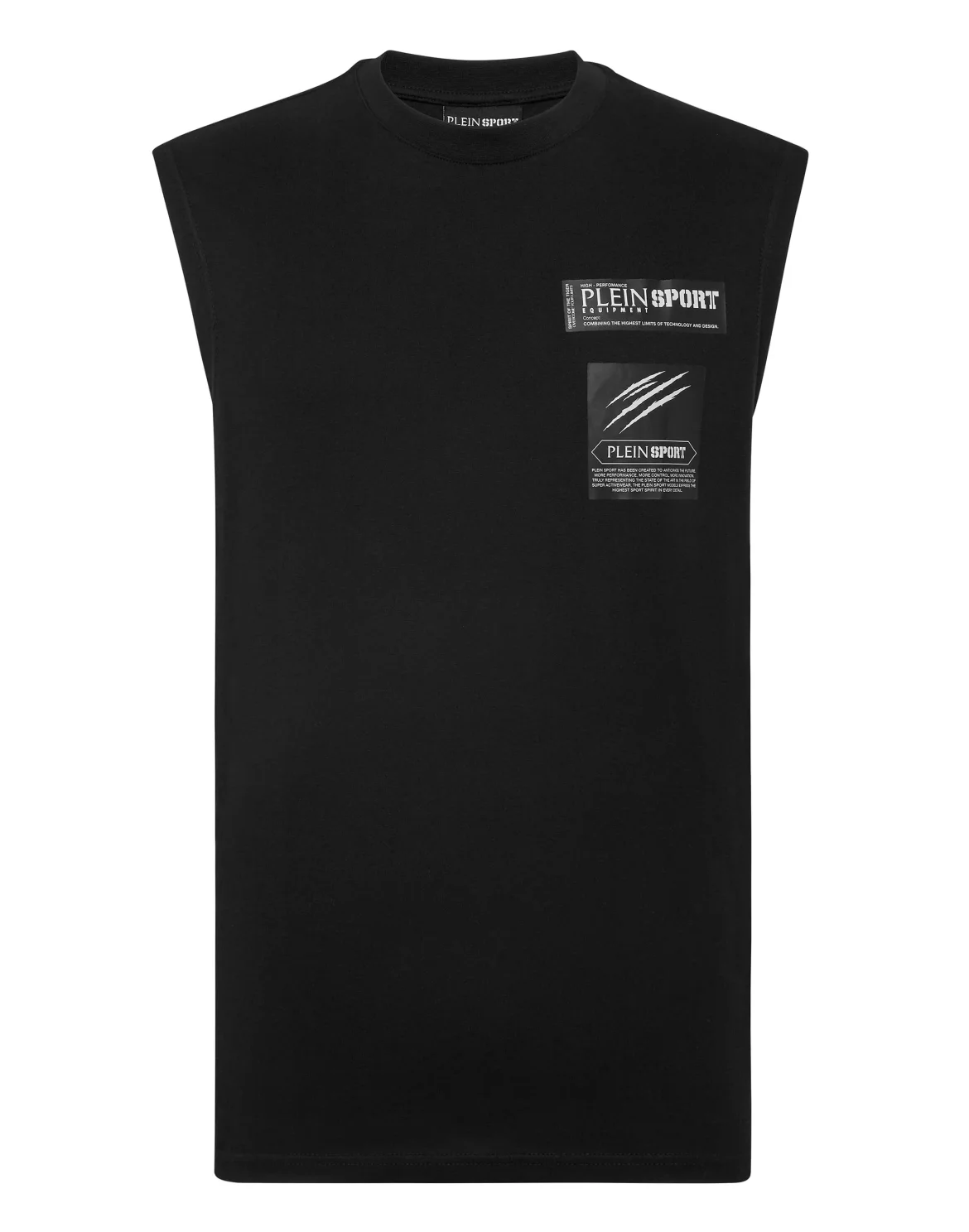Sleeveless T-shirt Round Neck Scratch, цвет: Черный