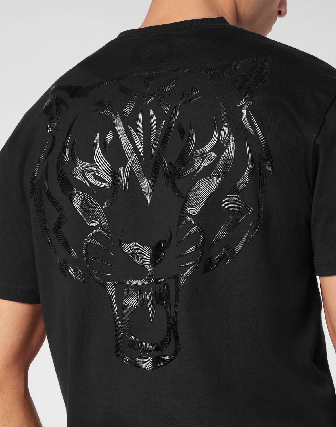 T-shirt Round Neck Tiger, цвет: Черный