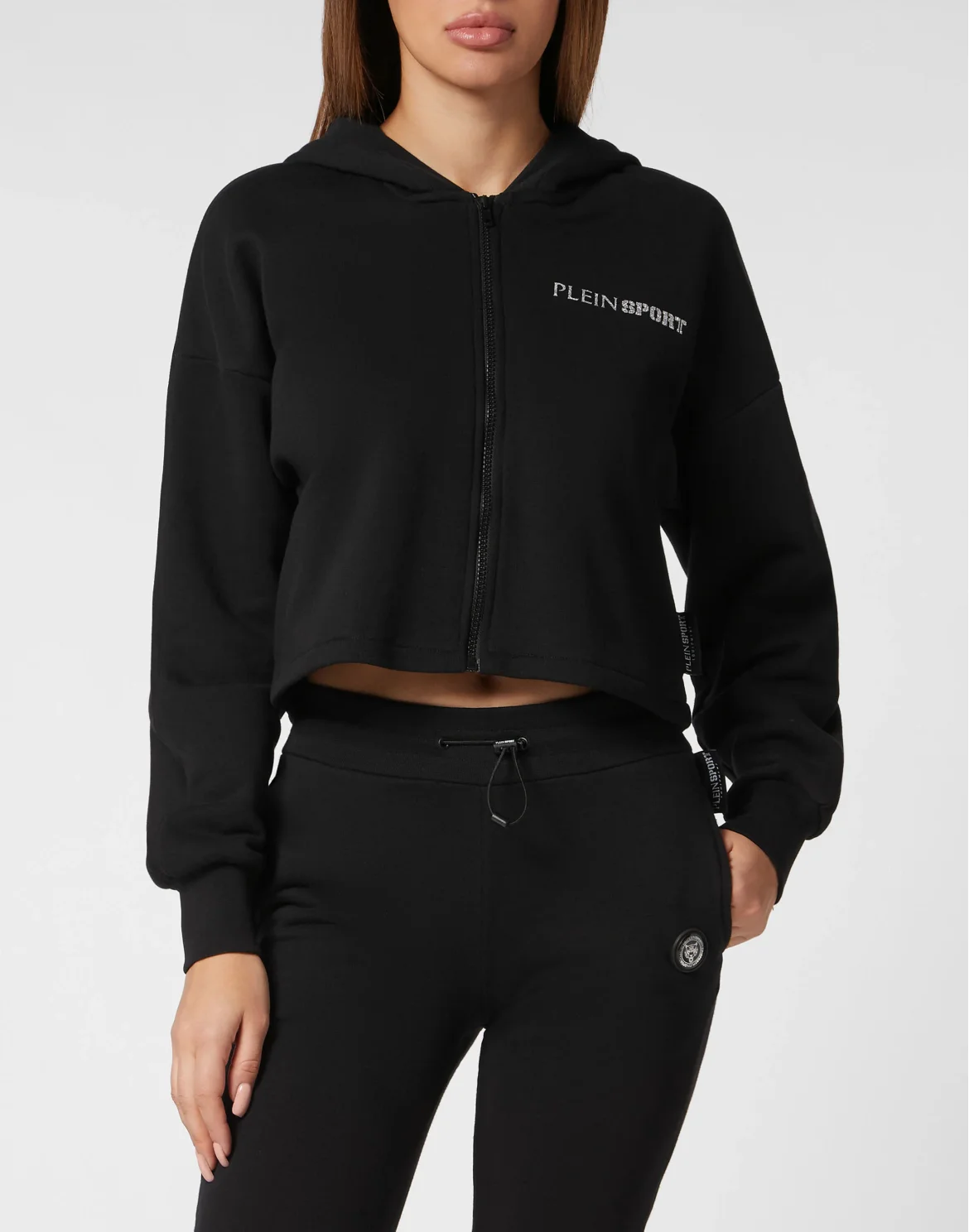 Cropped Hoodie Sweatjacket Scratch, цвет: Черный
