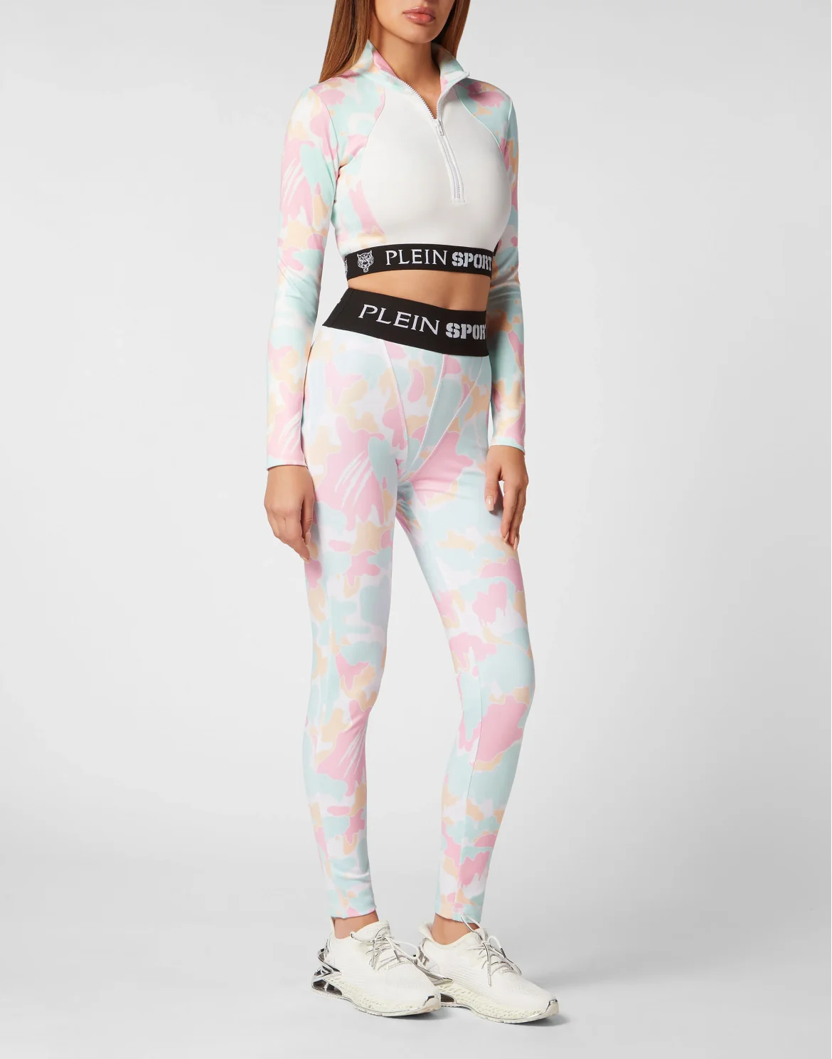 Cropped Jogging Top LS Camouflage, цвет: Белый