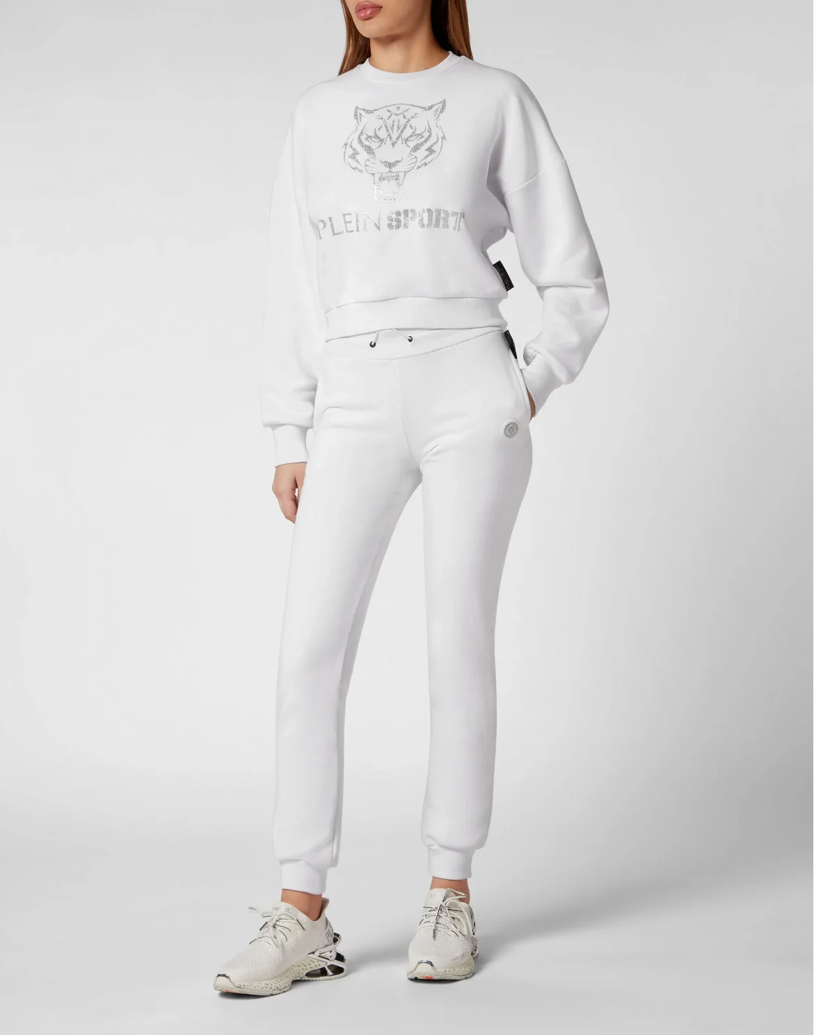 Cropped Hoodie Sweatjacket Tiger, цвет: Белый