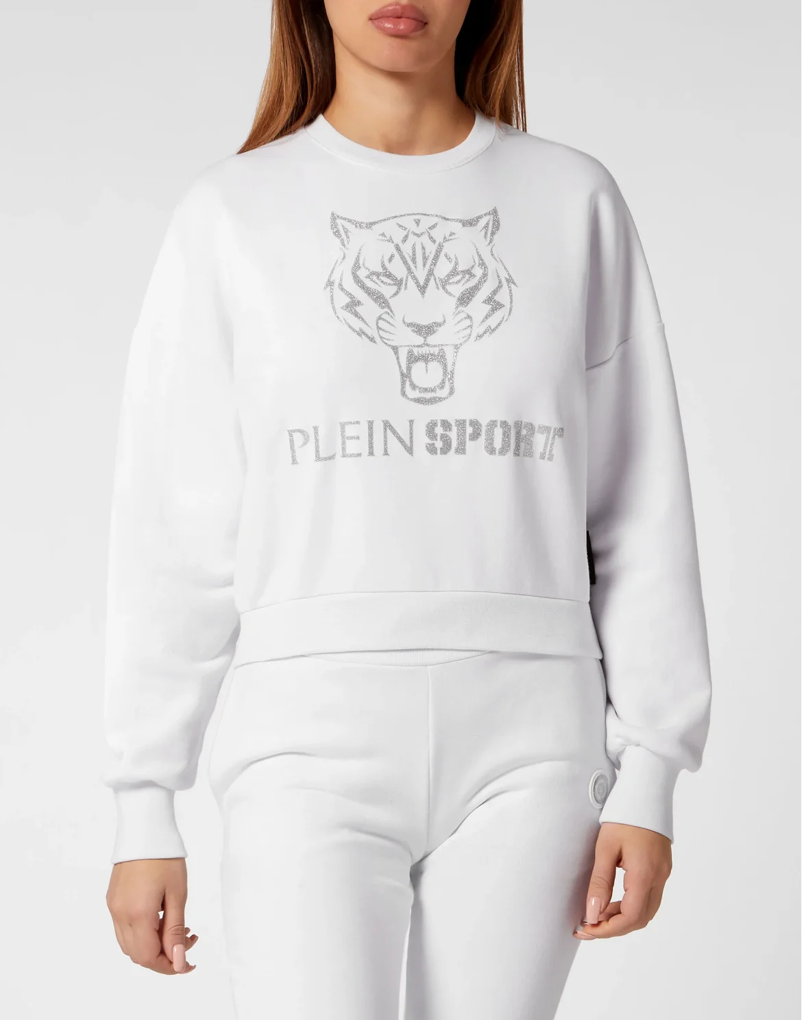 Cropped Hoodie Sweatjacket Tiger, цвет: Белый