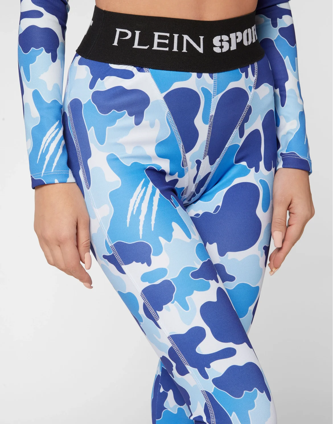 Jogging Push Up Cutting Leggings Camouflage, цвет: Синий