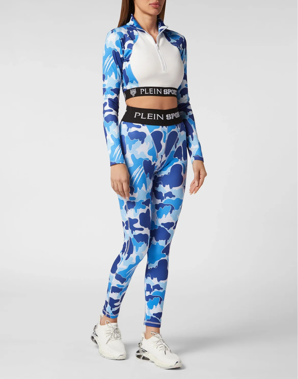 Jogging Push Up Cutting Leggings Camouflage, цвет: Синий