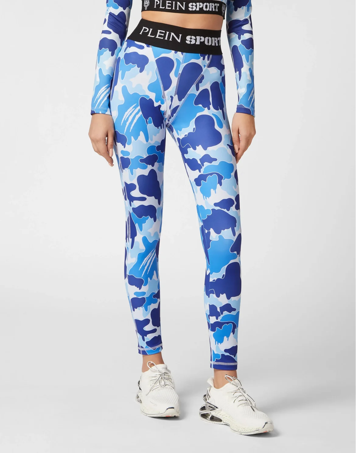 Jogging Push Up Cutting Leggings Camouflage, цвет: Синий