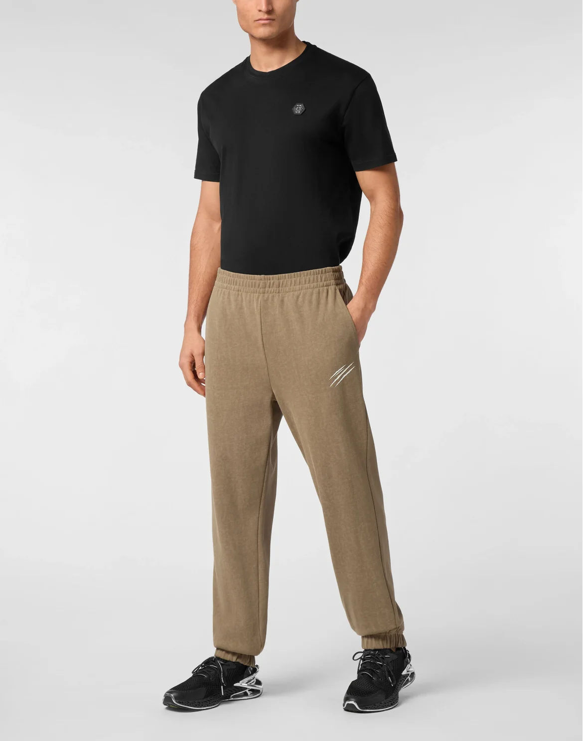 Cold Dye Loose Fit Jogging Pants Scratch, цвет: Серый
