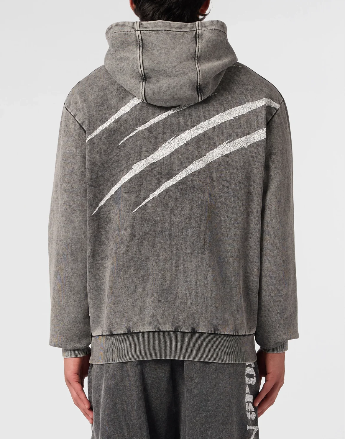 Washed Hoodie Crackle Scratch, цвет: Черный