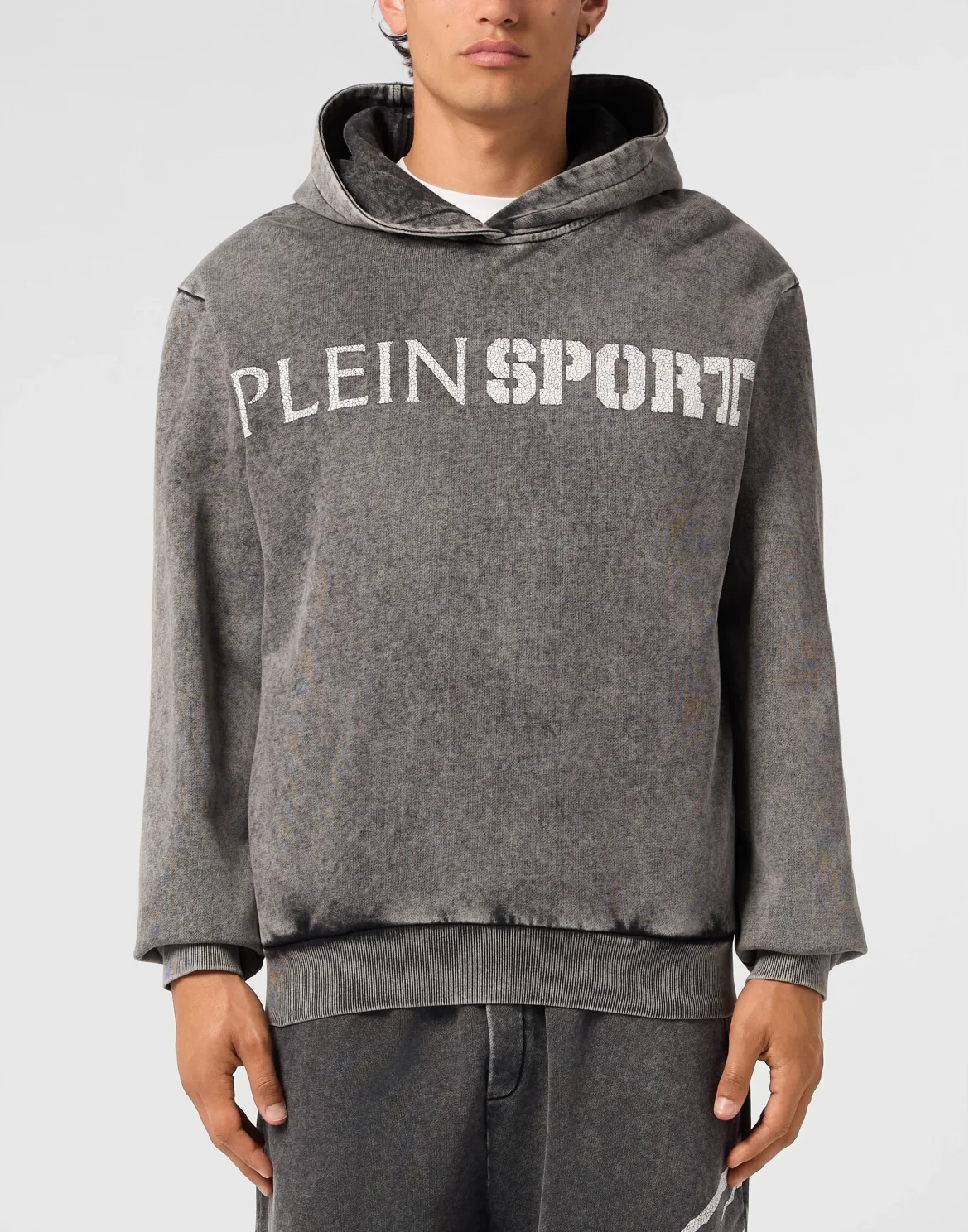 Washed Hoodie Crackle Scratch, цвет: Черный