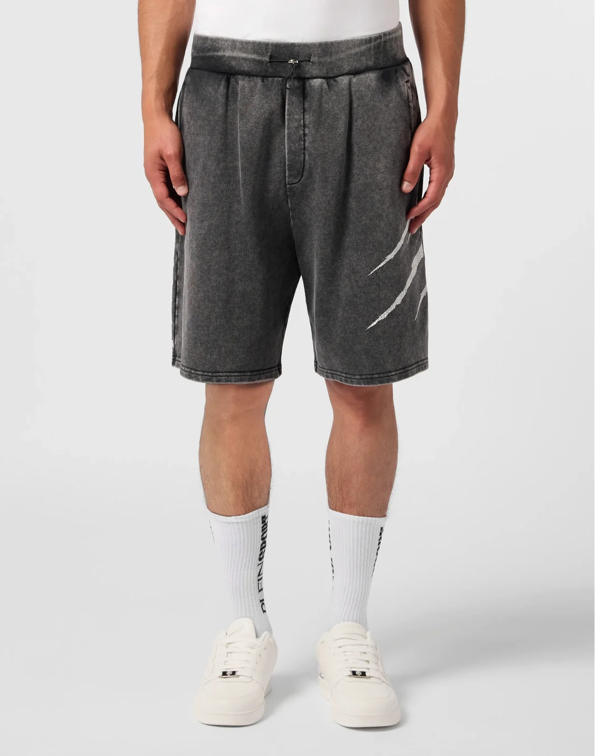 Washed Shorts Crackle Scratch, цвет: Черный
