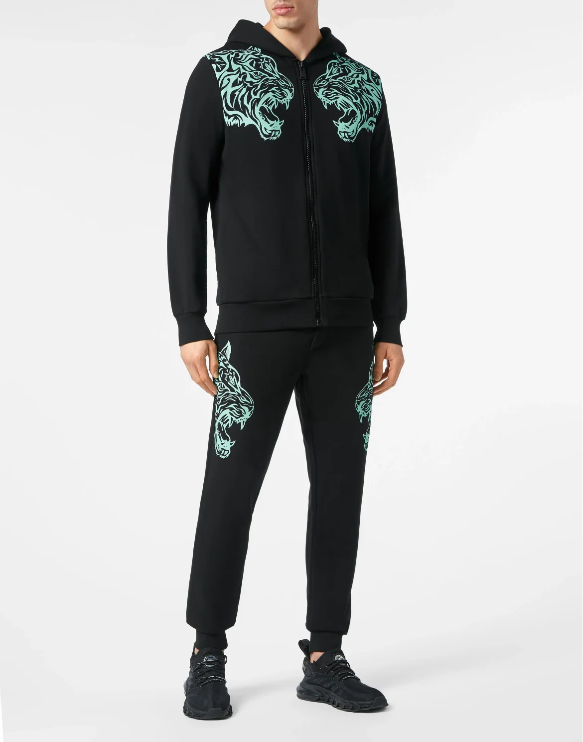 Jogging Tracksuit: Top/Trousers Tiger, цвет: Черный