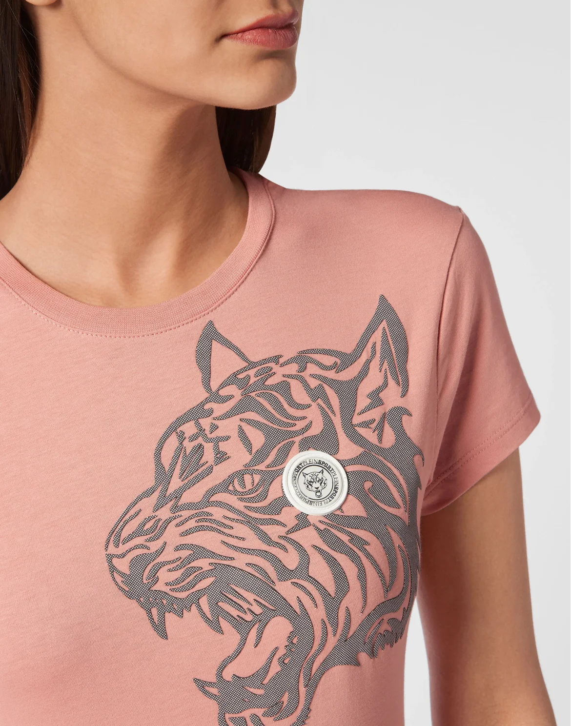 T-shirt Round Neck Sexy Pure Fit Tiger, цвет: Розовый