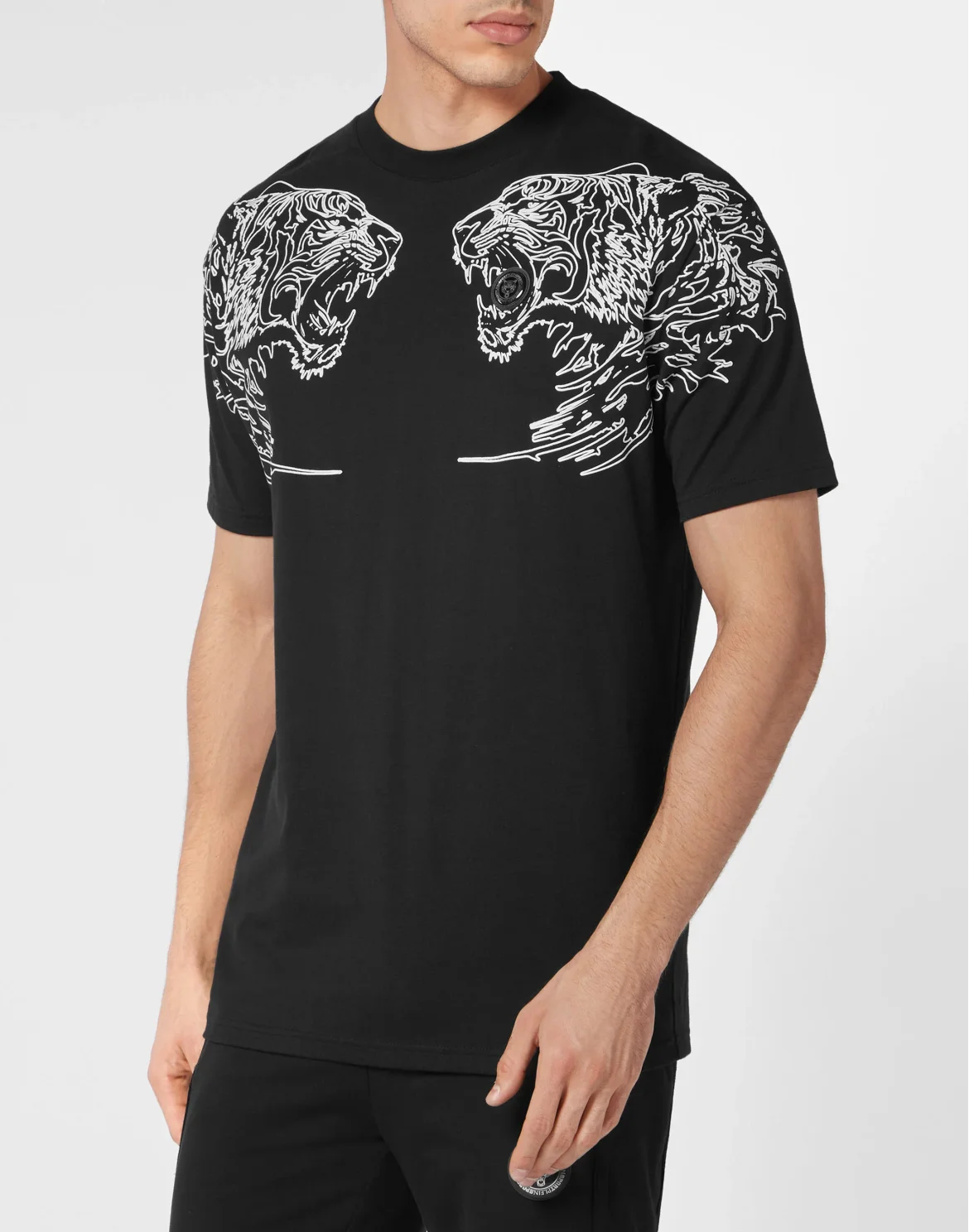 T-shirt Round Neck Tiger, цвет: Черный