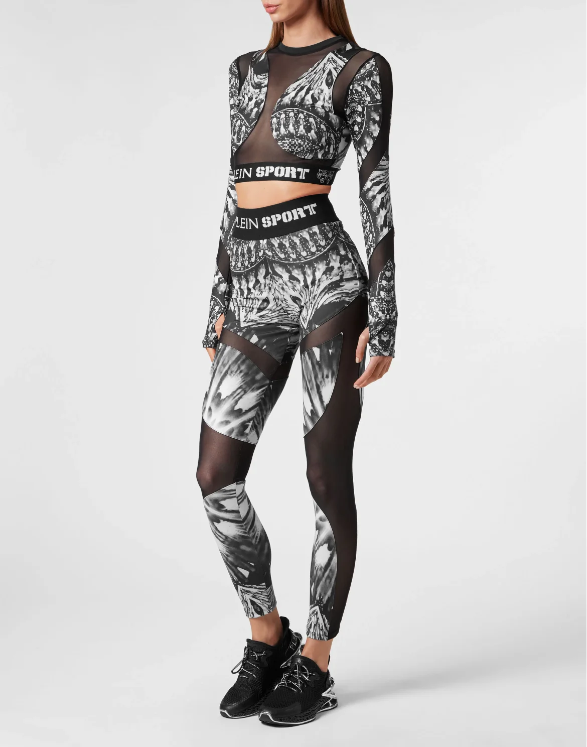 Cropped Top LS Optical Flower, цвет: Черный