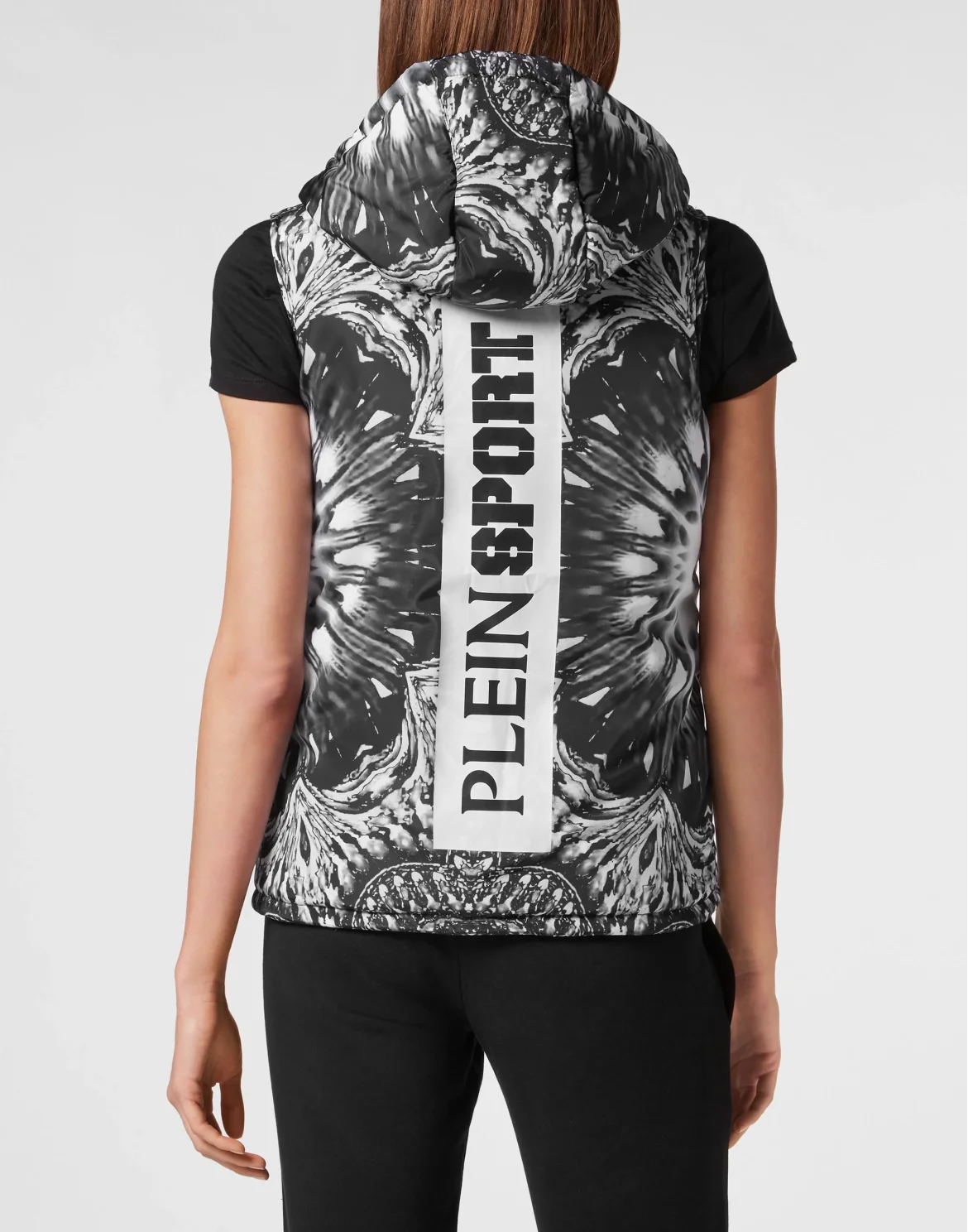 Nylon Puffer Vest Optical Flower, цвет: Черный