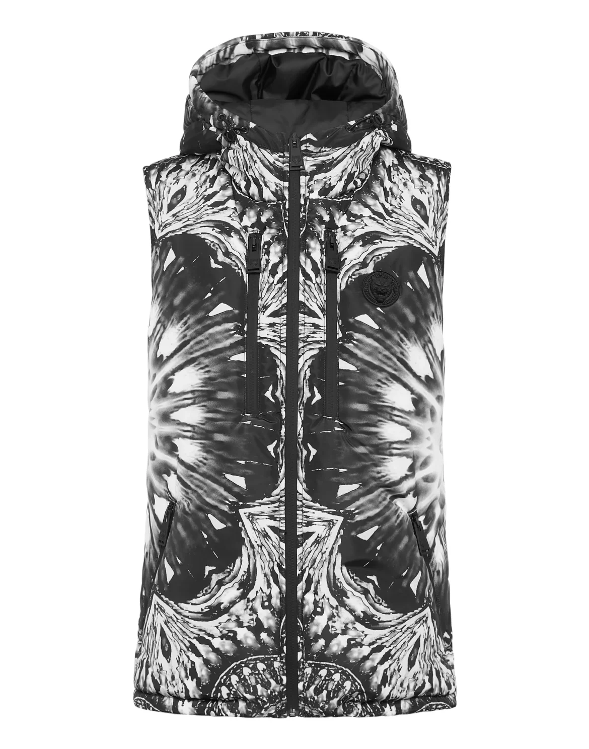 Nylon Puffer Vest Optical Flower, цвет: Черный