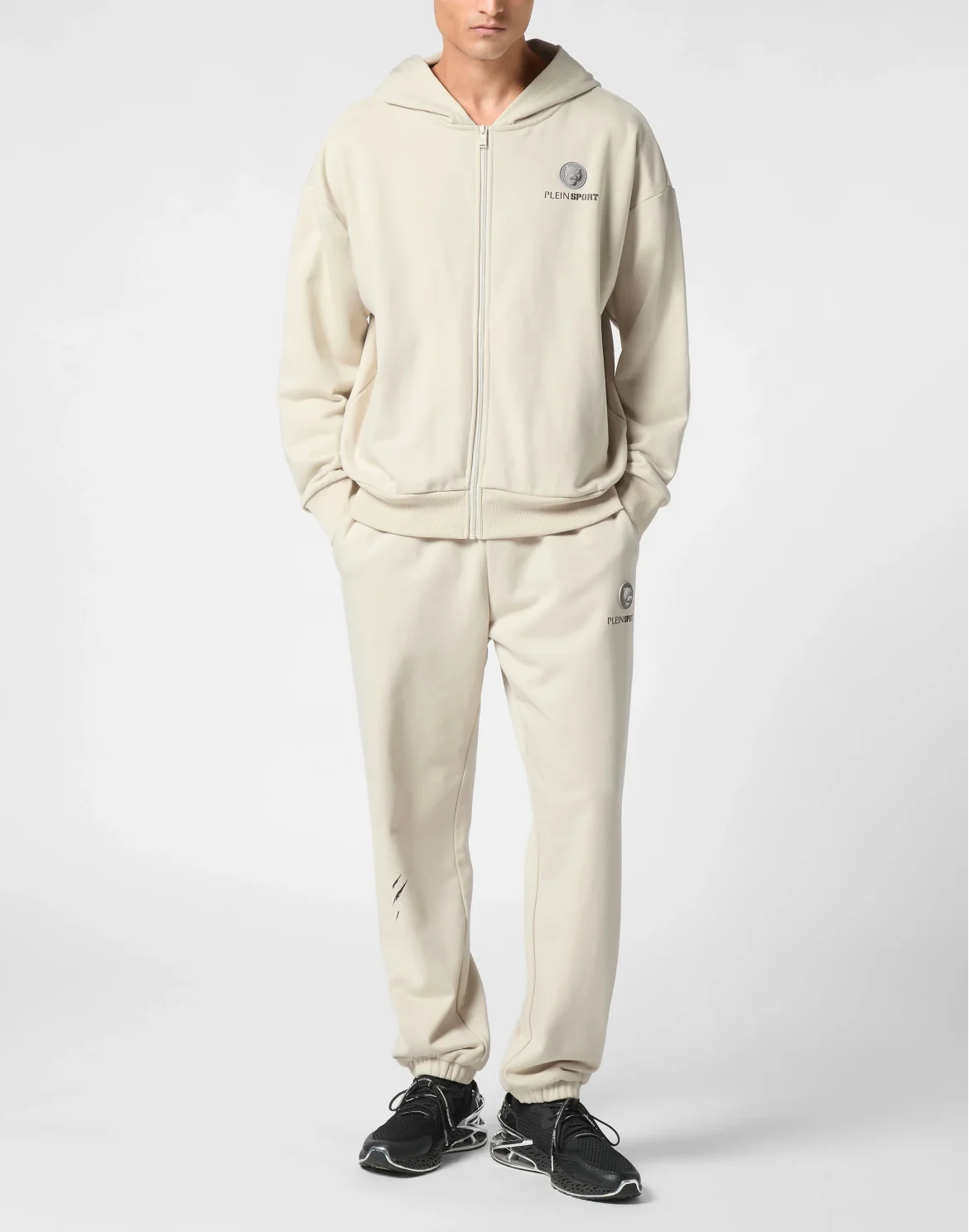 Oversize Zipped Hoodie Sweatshirt LS Scratch, цвет: Серый