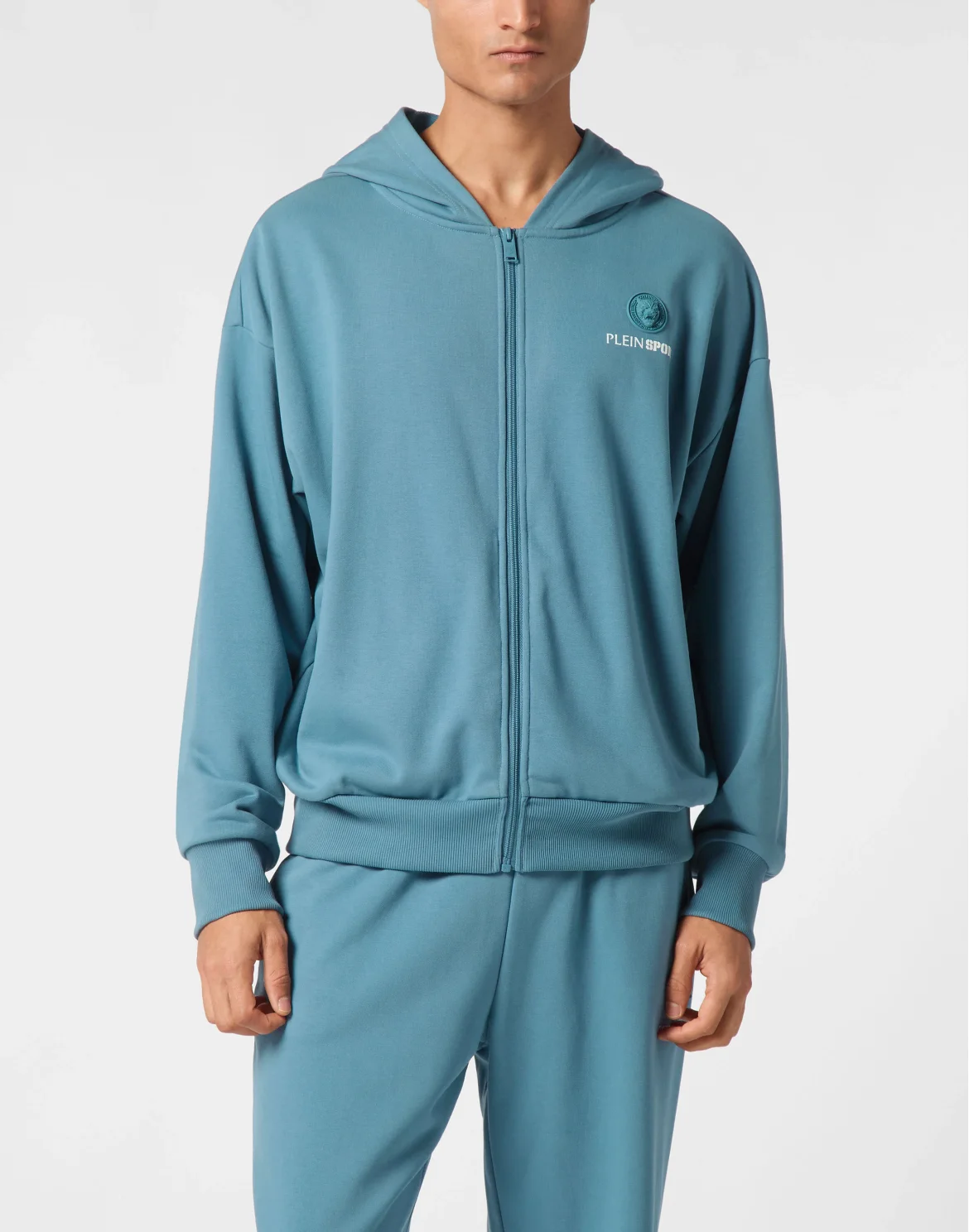 Oversize Zipped Hoodie Sweatshirt LS Scratch, цвет: Бирюзовый