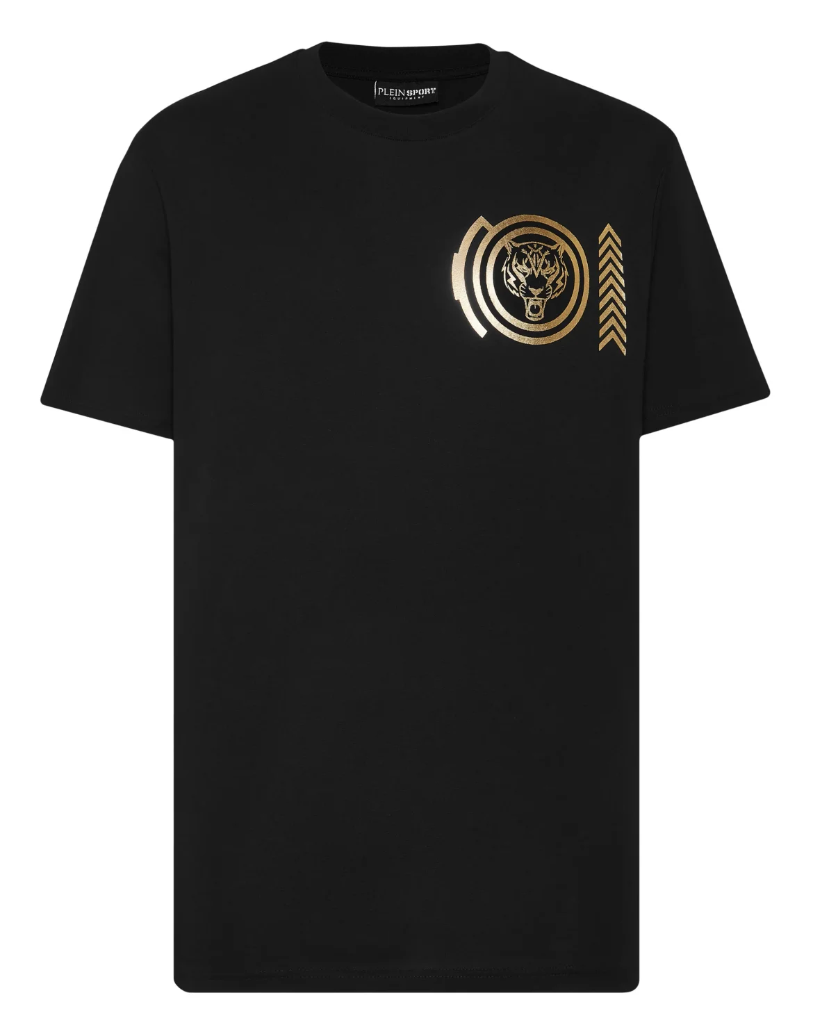 Plein Sport Cotton T-shirt Round Neck SS Lamina Tiger, цвет: Золотой