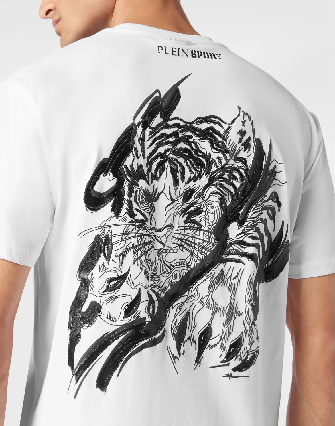Plein Sport Cotton T-shirt Round Neck SS Tiger, цвет: Черный